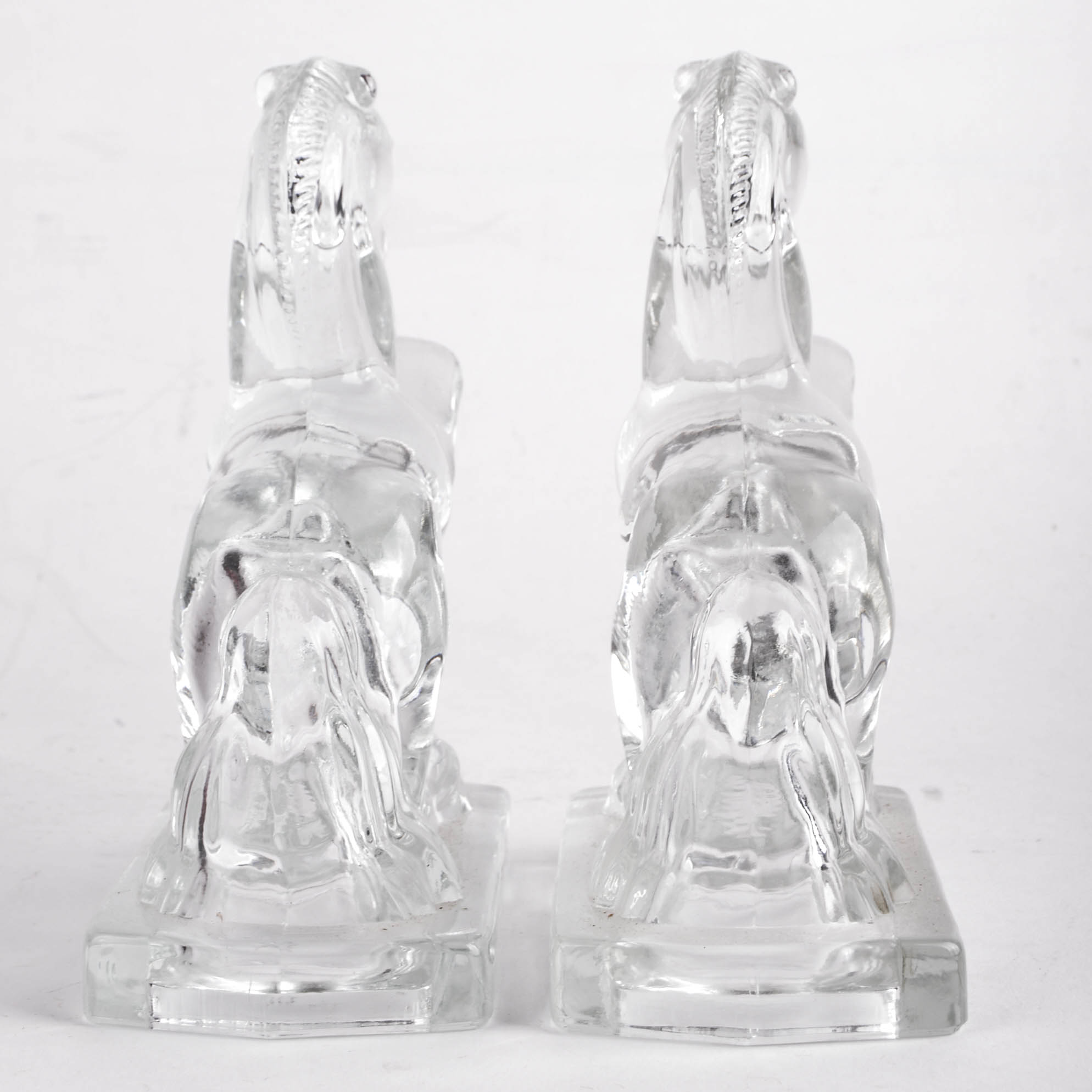 Pressed Glass Stallion Bookends