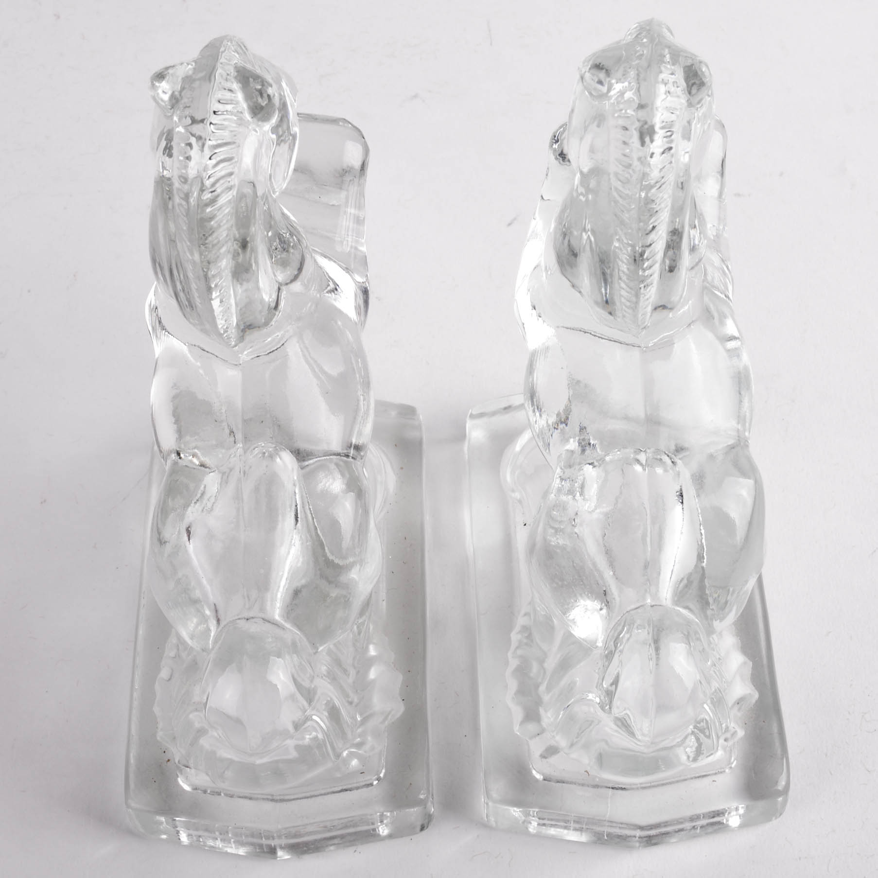 Pressed Glass Stallion Bookends