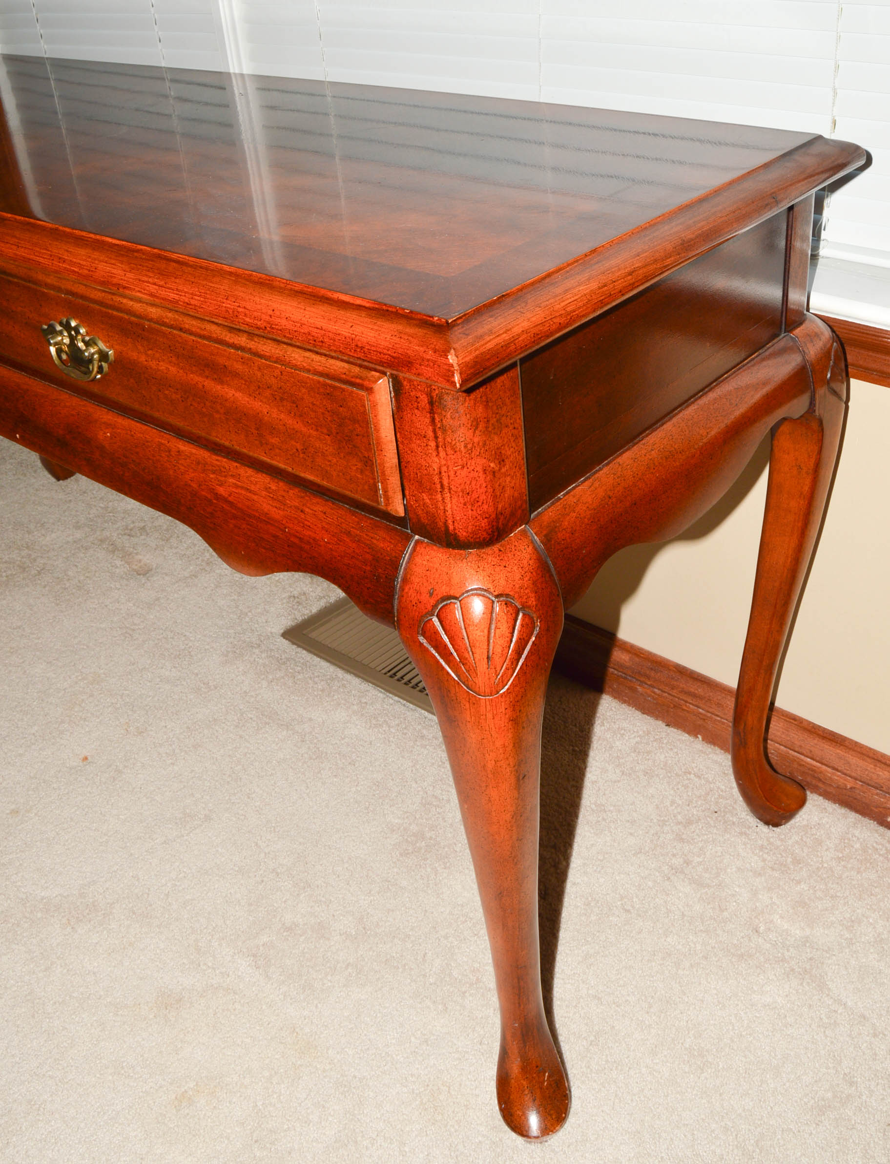 Walnut Queen Anne Style Console Table