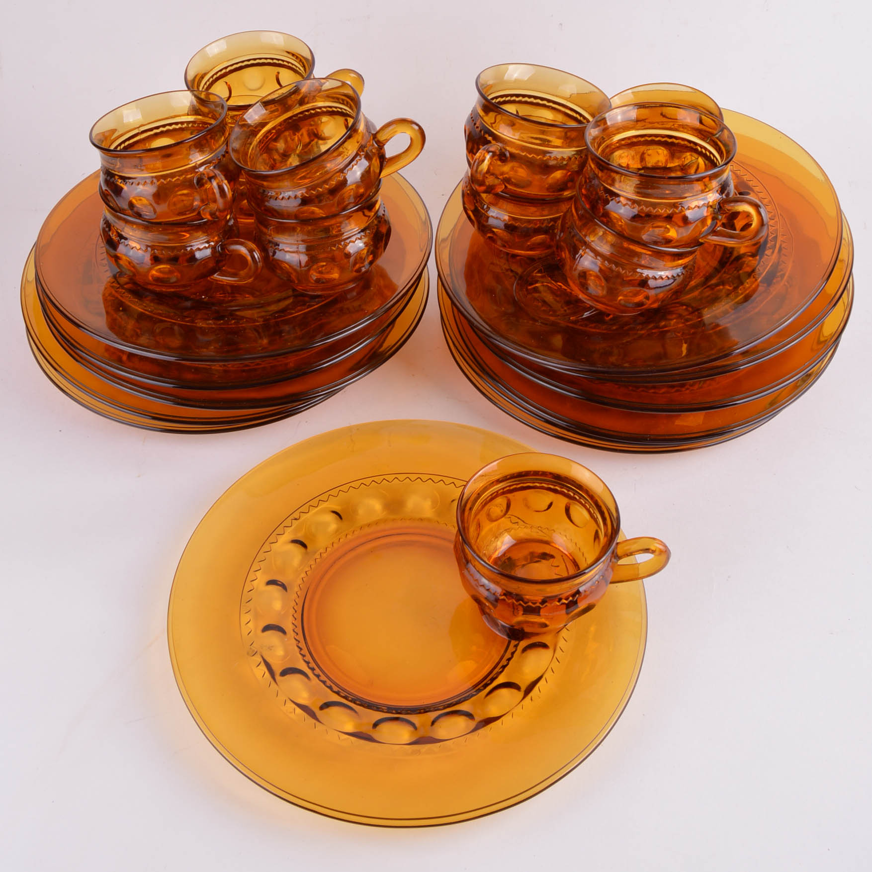 Vintage Amber Glass Luncheon Service for Twelve