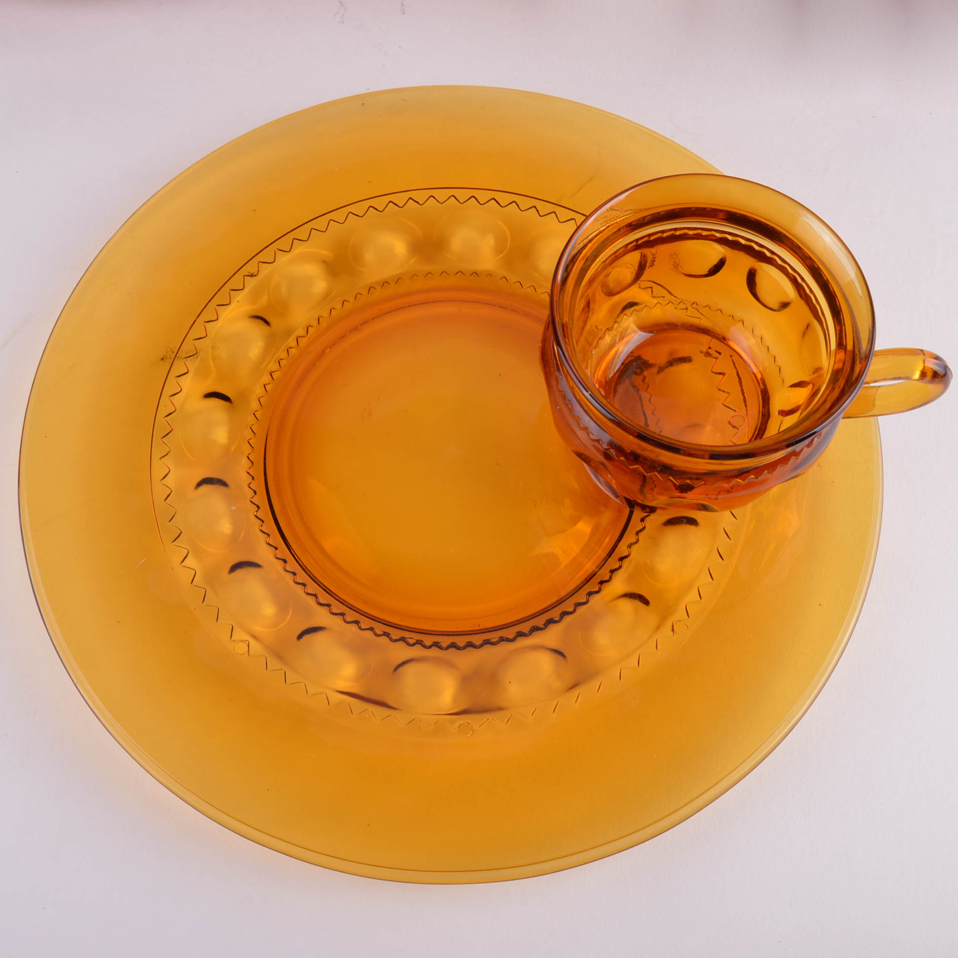Vintage Amber Glass Luncheon Service for Twelve