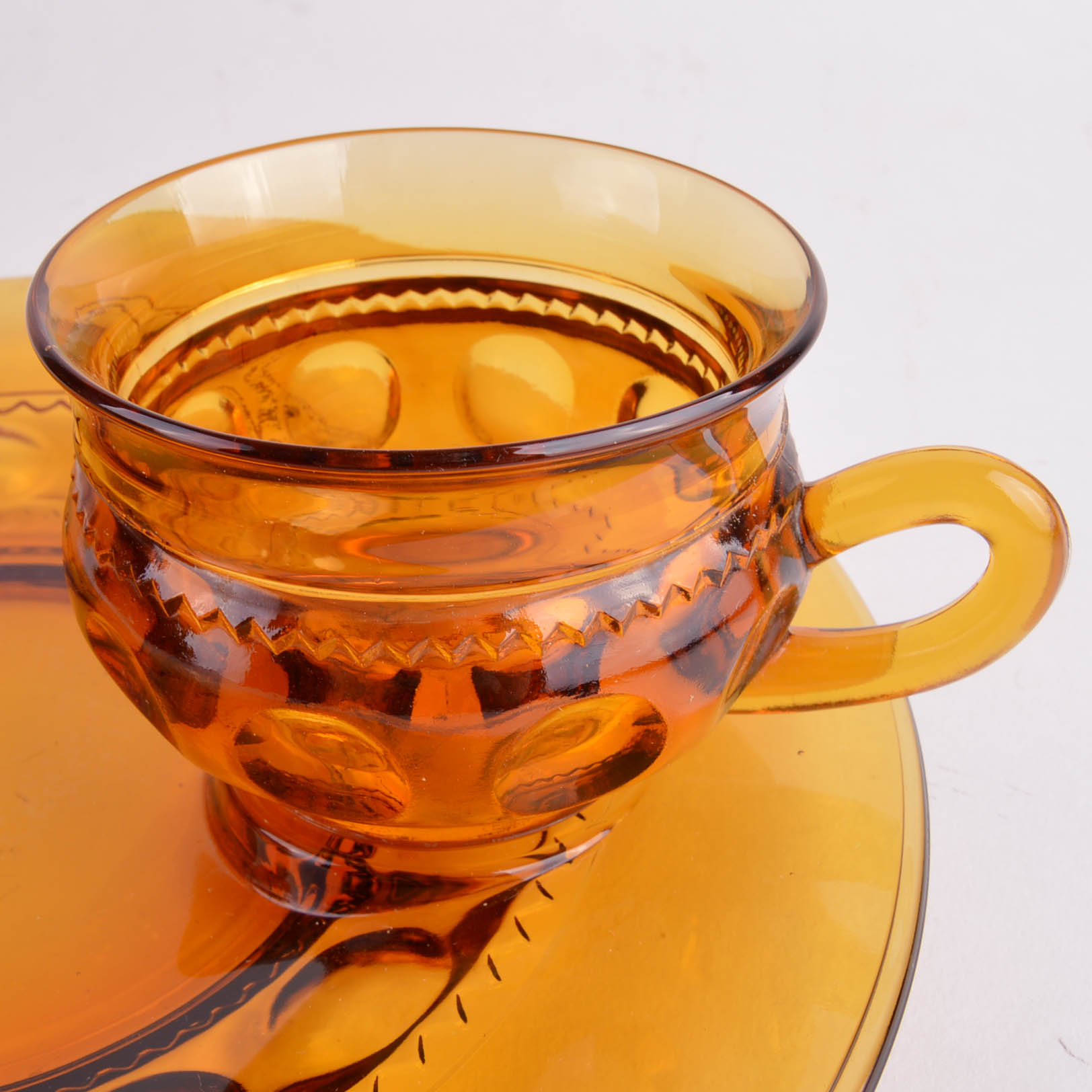 Vintage Amber Glass Luncheon Service for Twelve