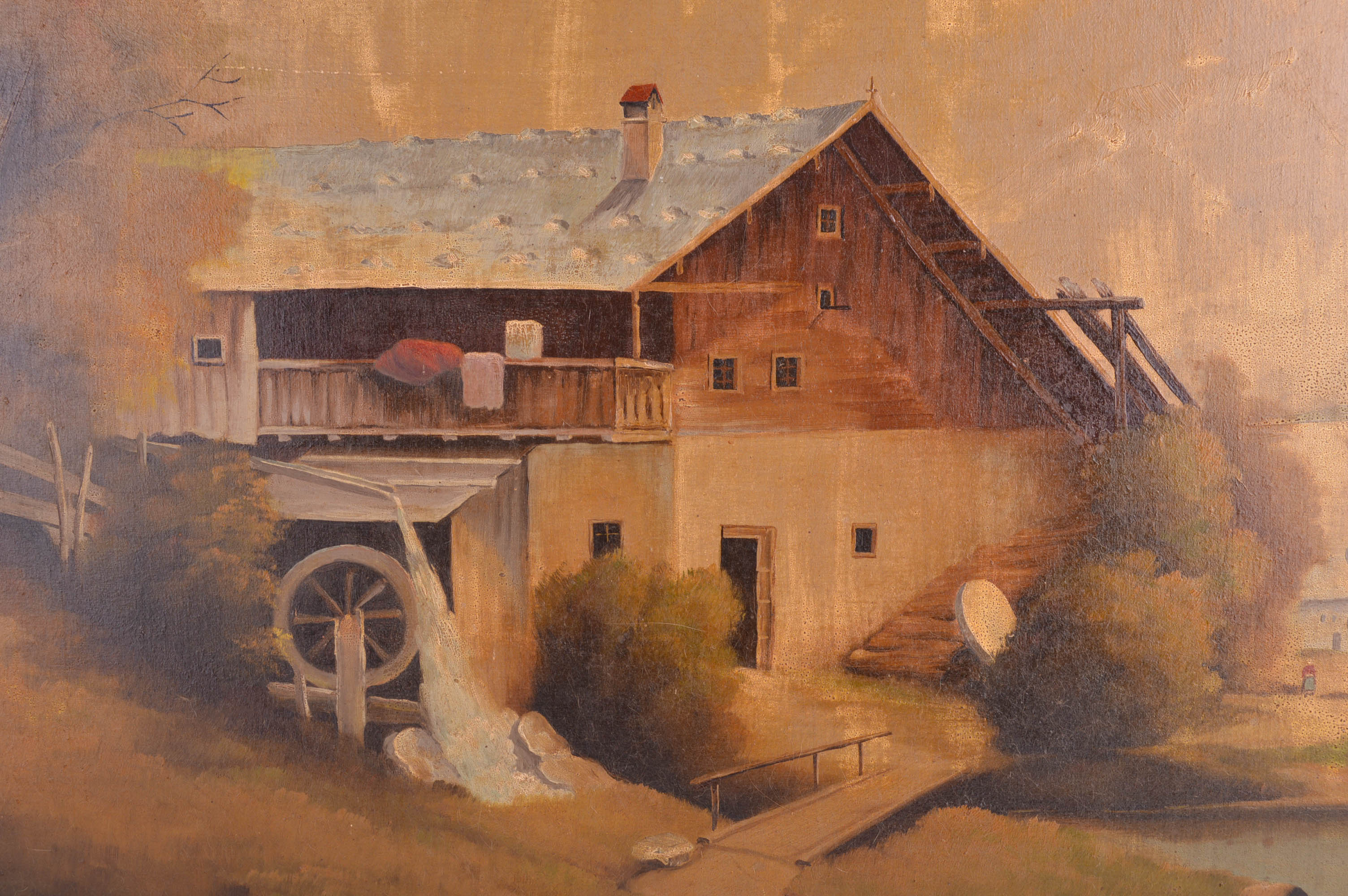 H. Schultz Oil on Canvas Mill Landscape