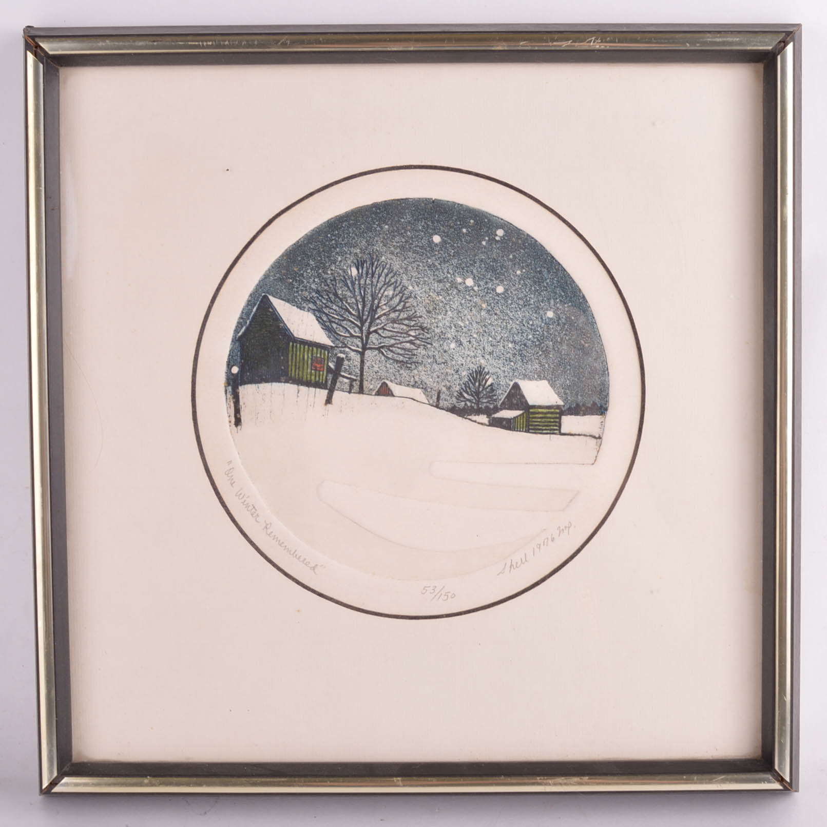 James A. Shell 'One Winter Remebered' Aquatint