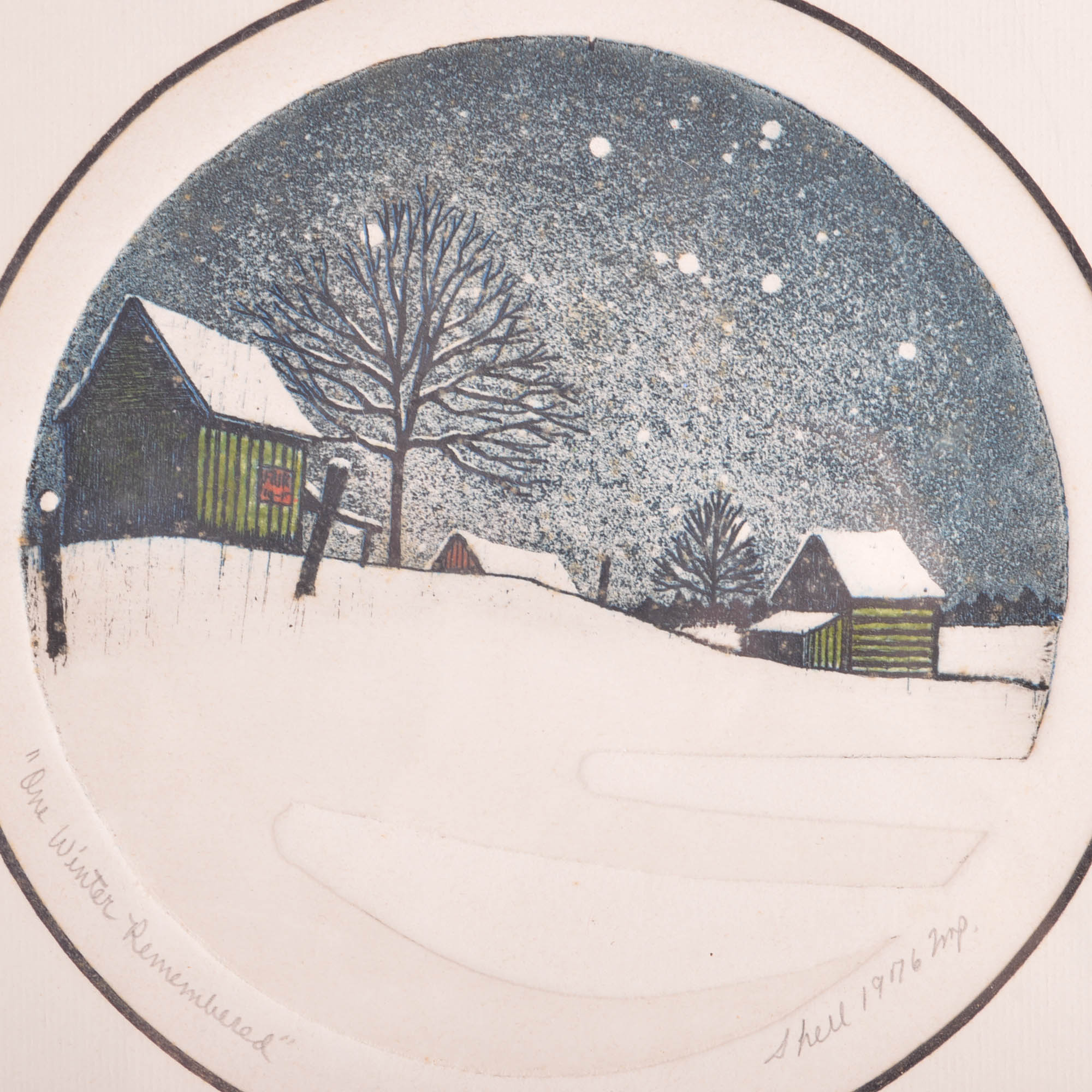 James A. Shell 'One Winter Remebered' Aquatint