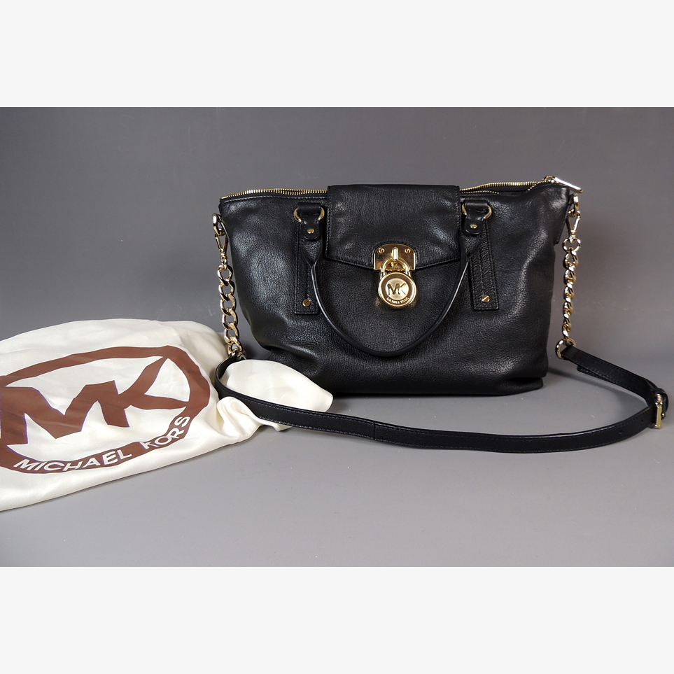 MICHAEL Michael Kors Black Leather Satchel Handbag