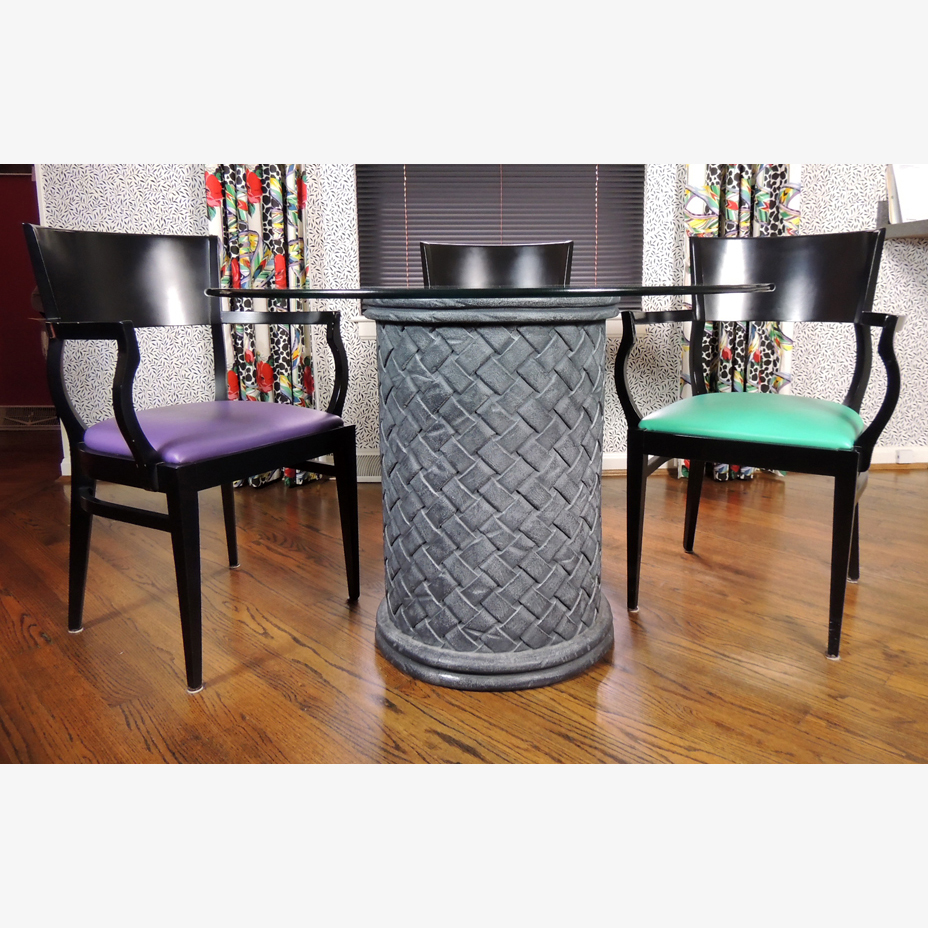 Glass Top Dining Table and Four Loewenstein Chairs