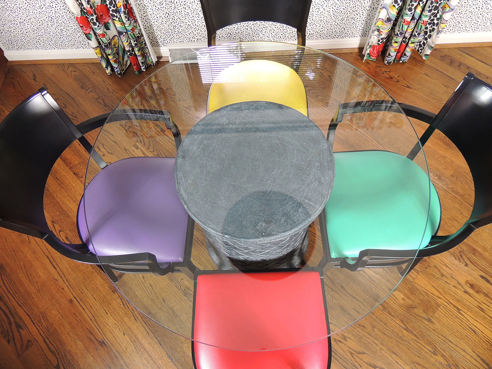 Glass Top Dining Table and Four Loewenstein Chairs