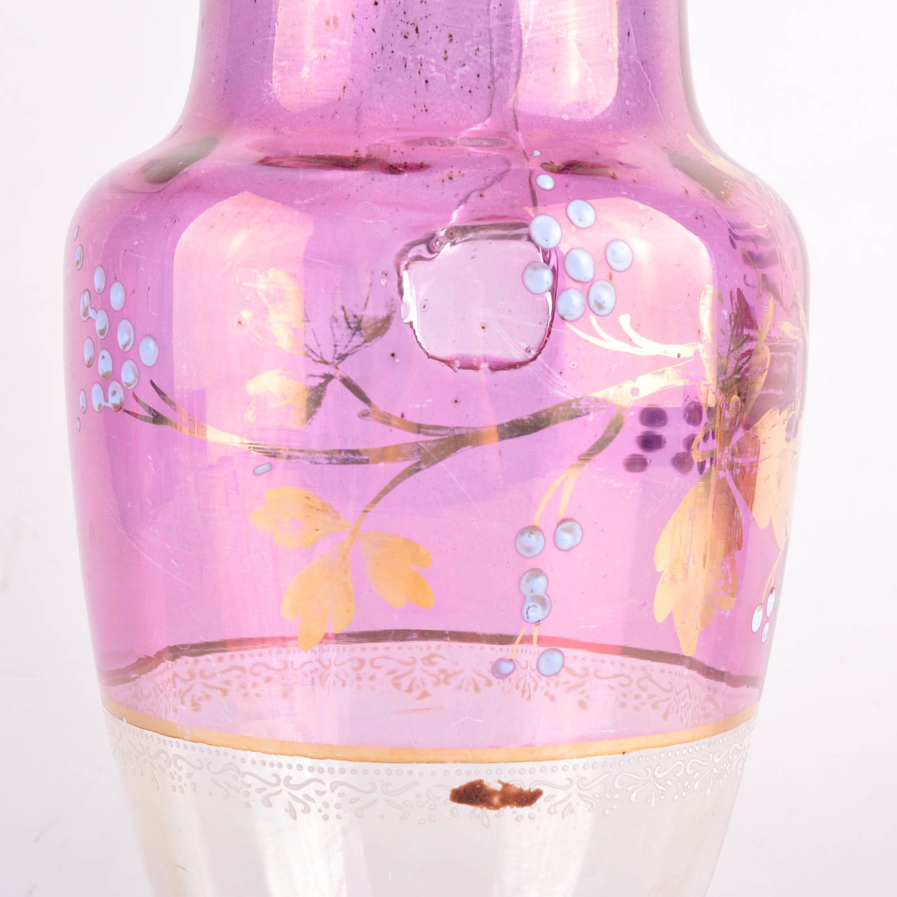 Vintage Hand Painted Glass Pitcher and Glasses