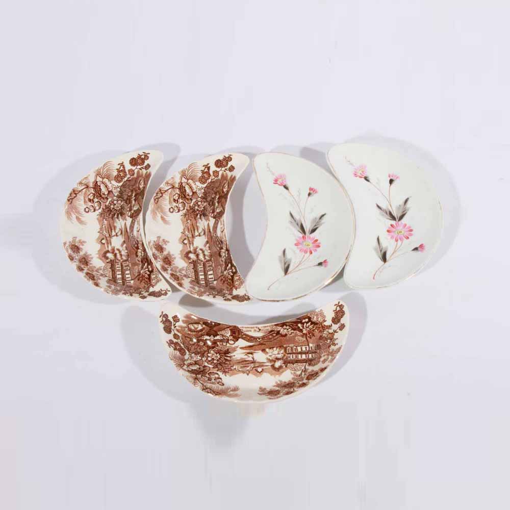 Five Antique Royal Staffordshire England Bone Plates