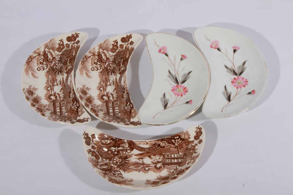 Five Antique Royal Staffordshire England Bone Plates