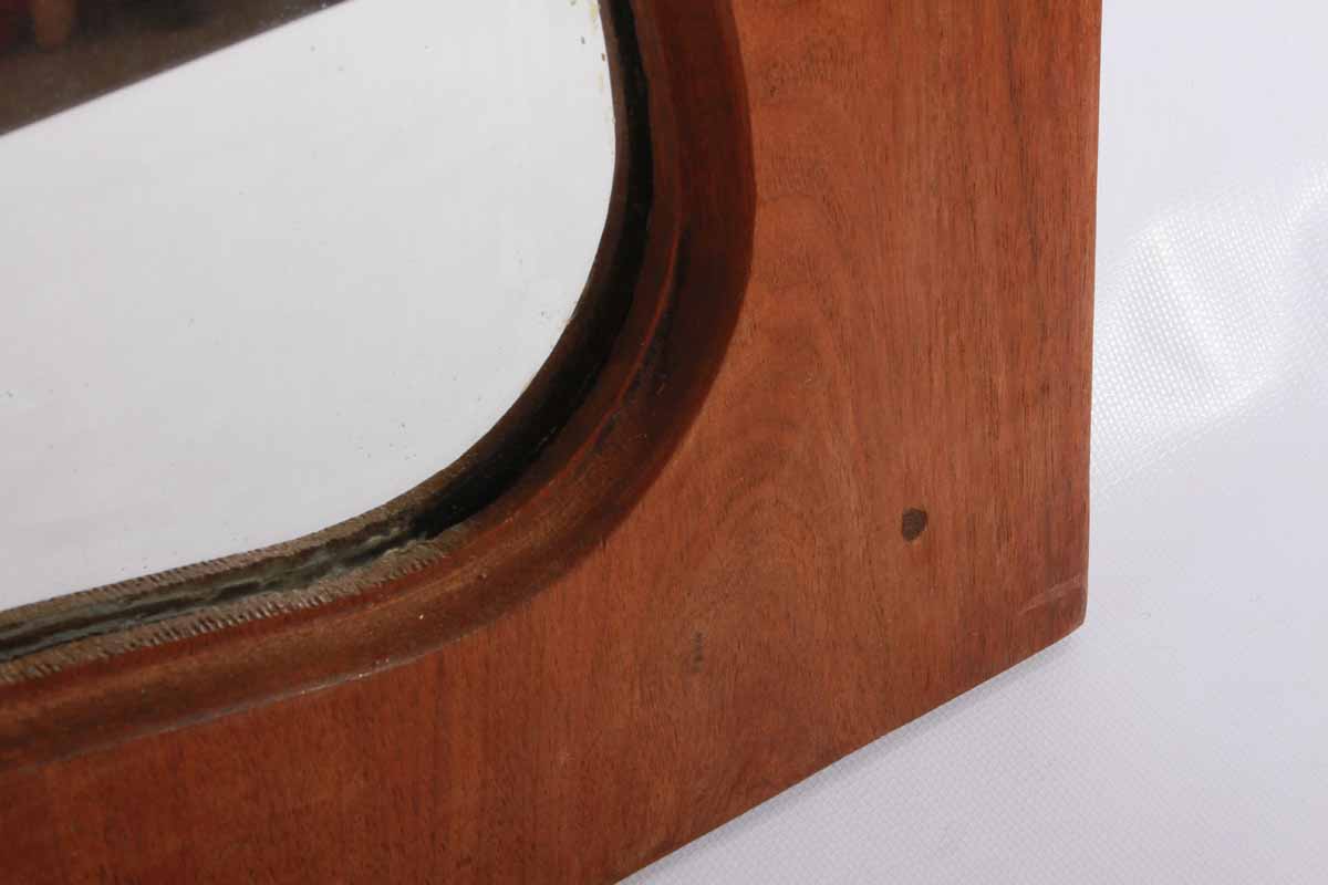 Antique Lobed Beveled Glass Mirror in a Wood Frame