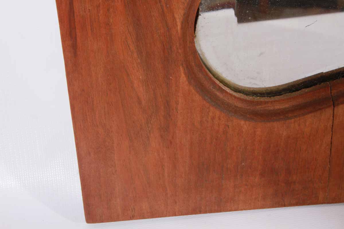 Antique Lobed Beveled Glass Mirror in a Wood Frame