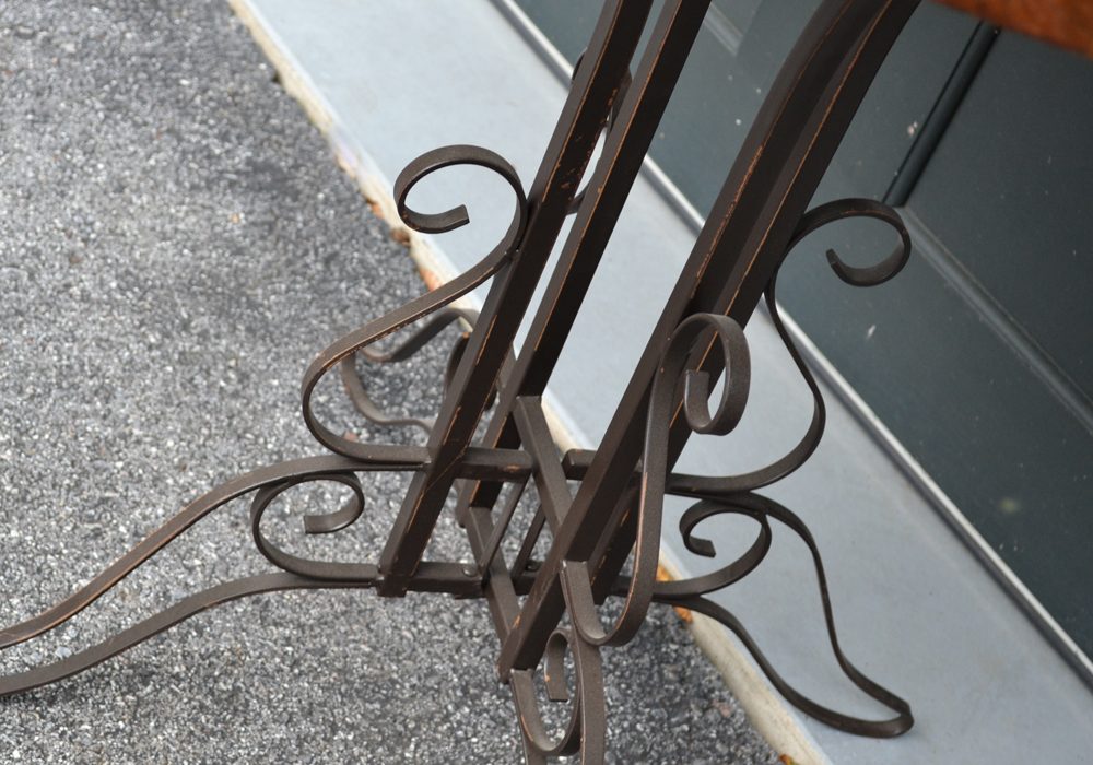 Pair of Wrought Iron Base Side Tables