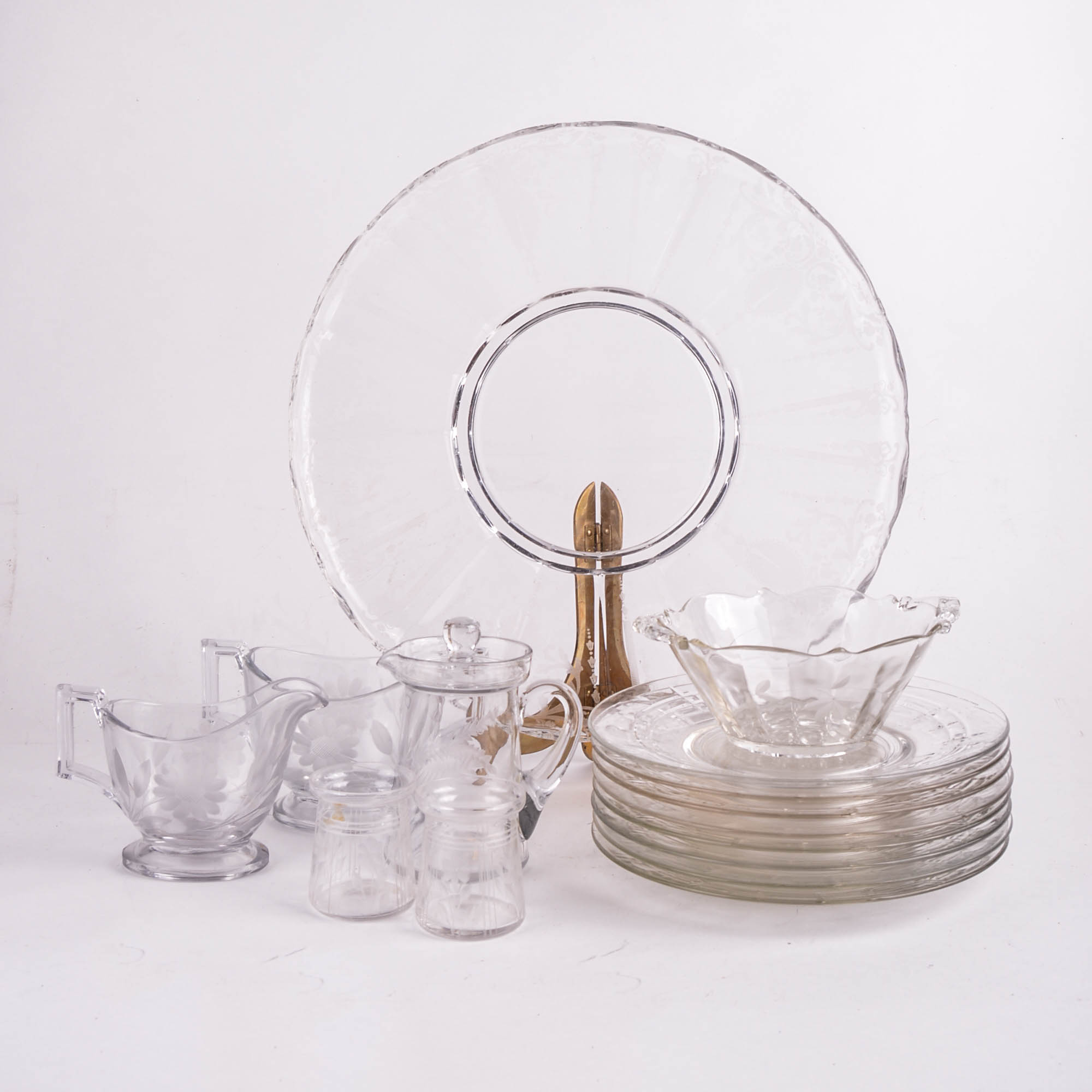 Pressed Etched Glass Servingware