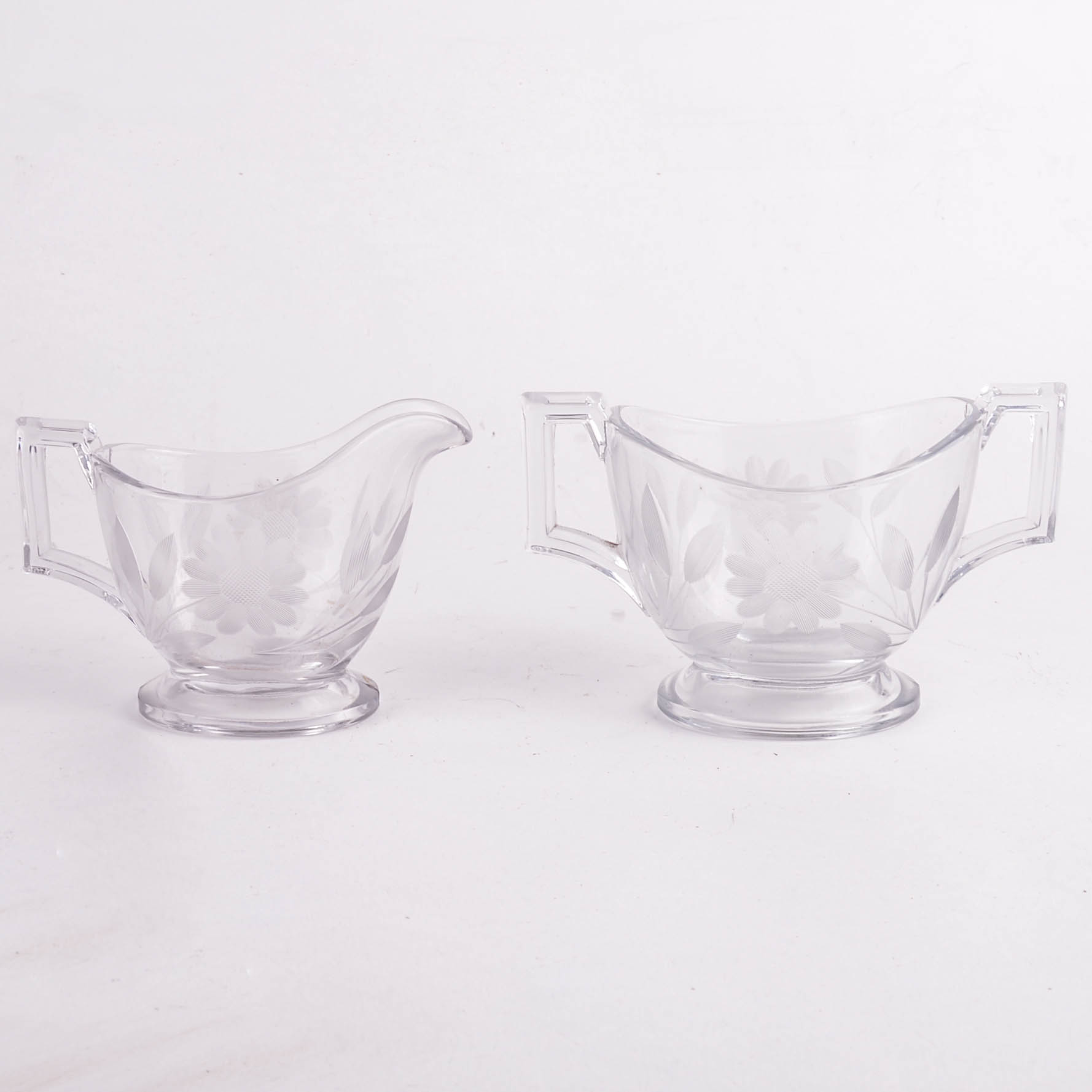 Pressed Etched Glass Servingware