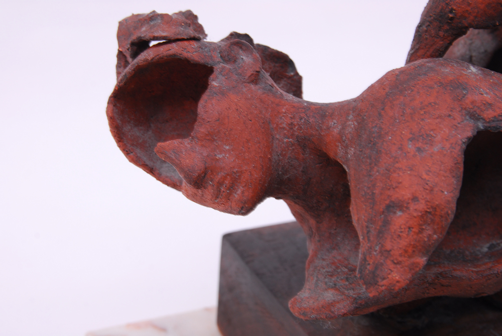 Ceramic Sculpture Depicting Two Bodies in Driftwood