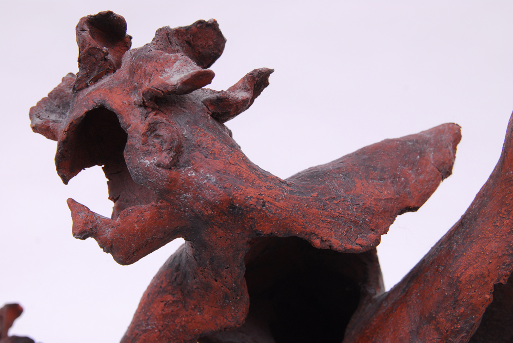 Ceramic Sculpture Depicting Two Bodies in Driftwood