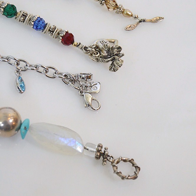 Three Sterling Silver and Beaded Bracelets, One Silver Plate