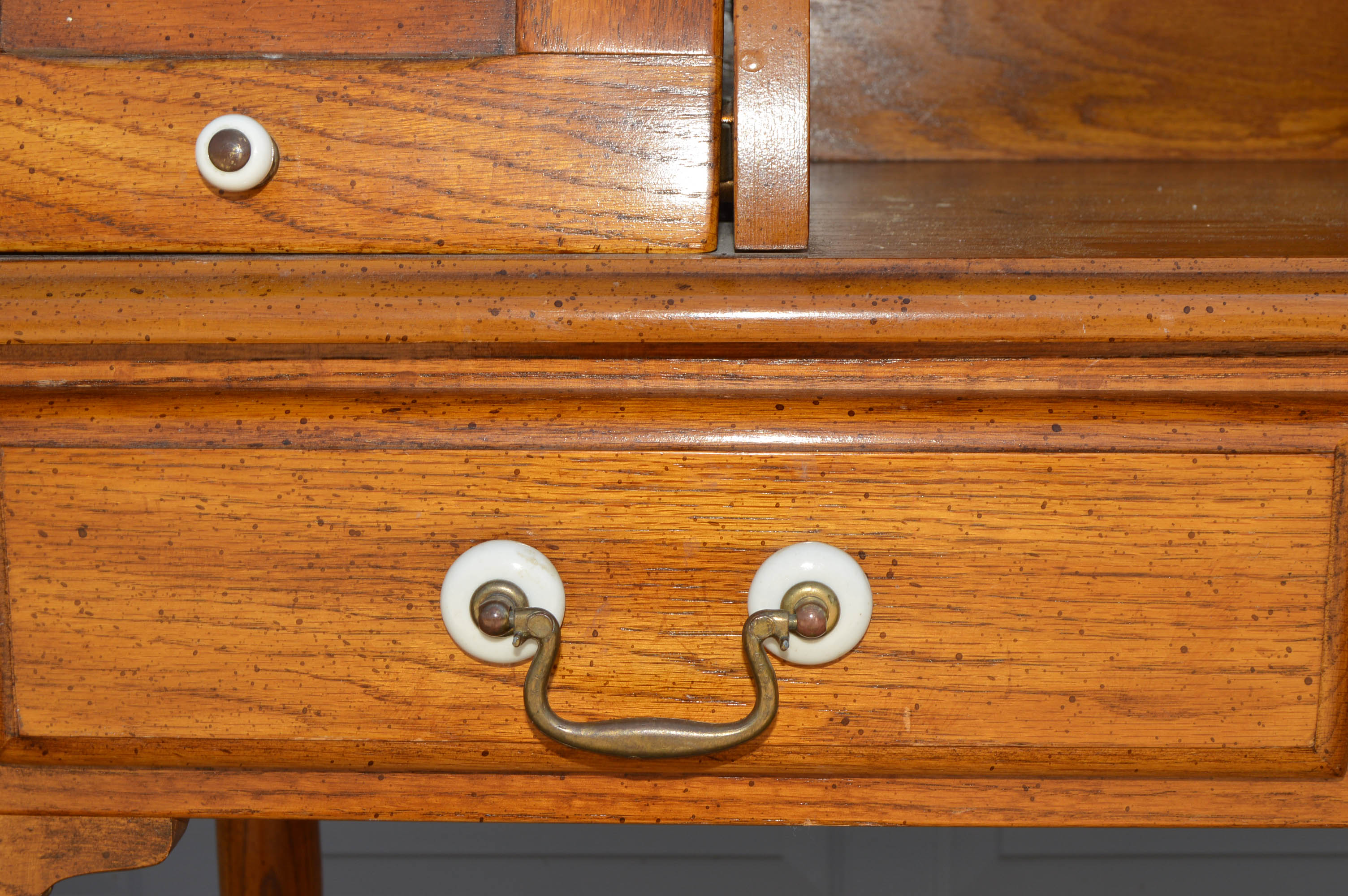 Vintage Oak Roll-Top Student Desk