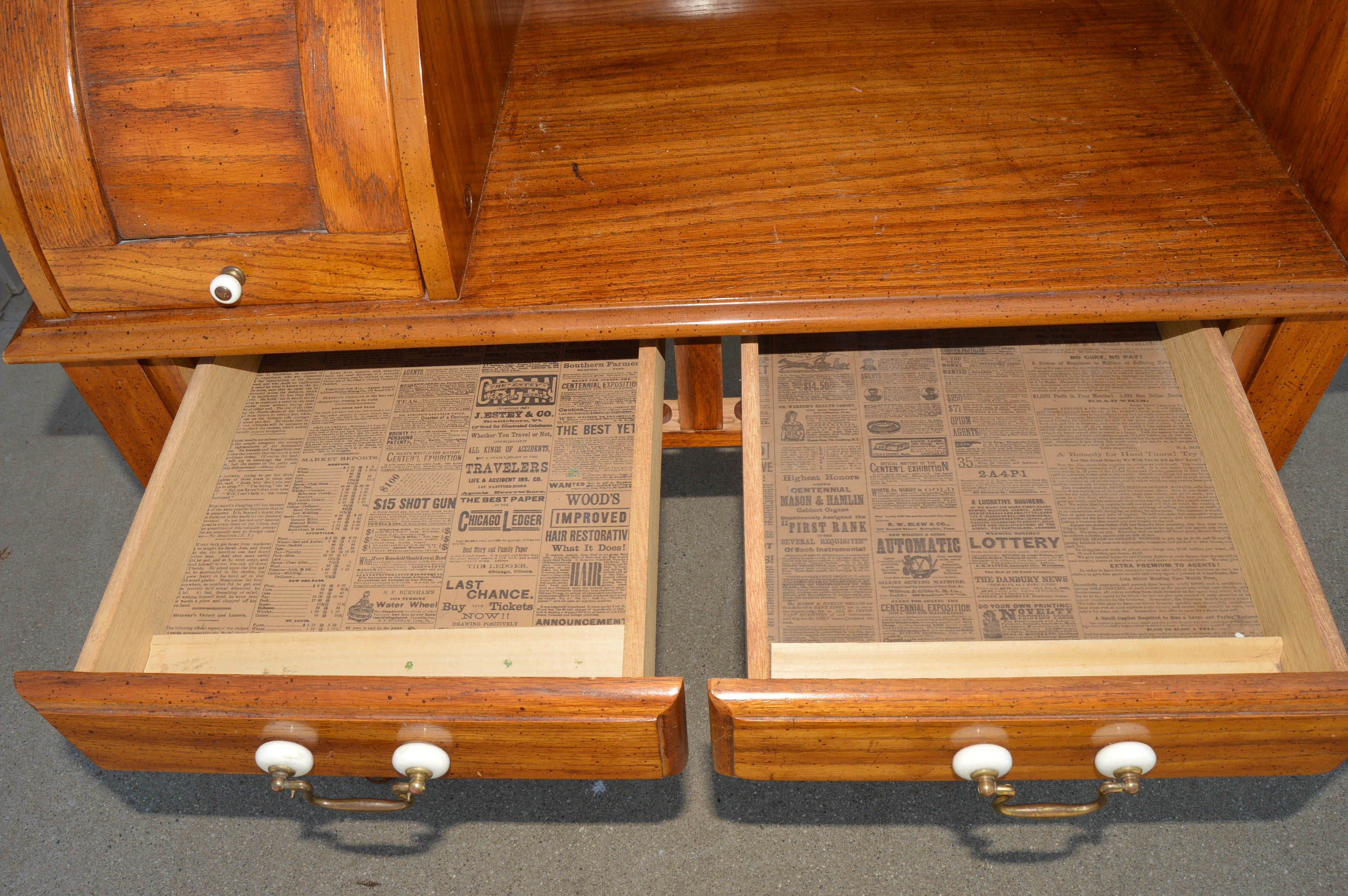 Vintage Oak Roll-Top Student Desk