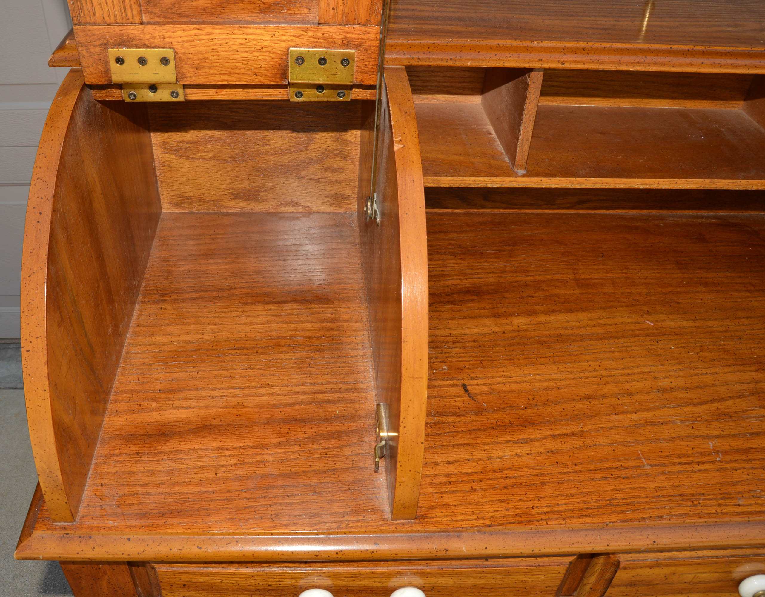 Vintage Oak Roll-Top Student Desk