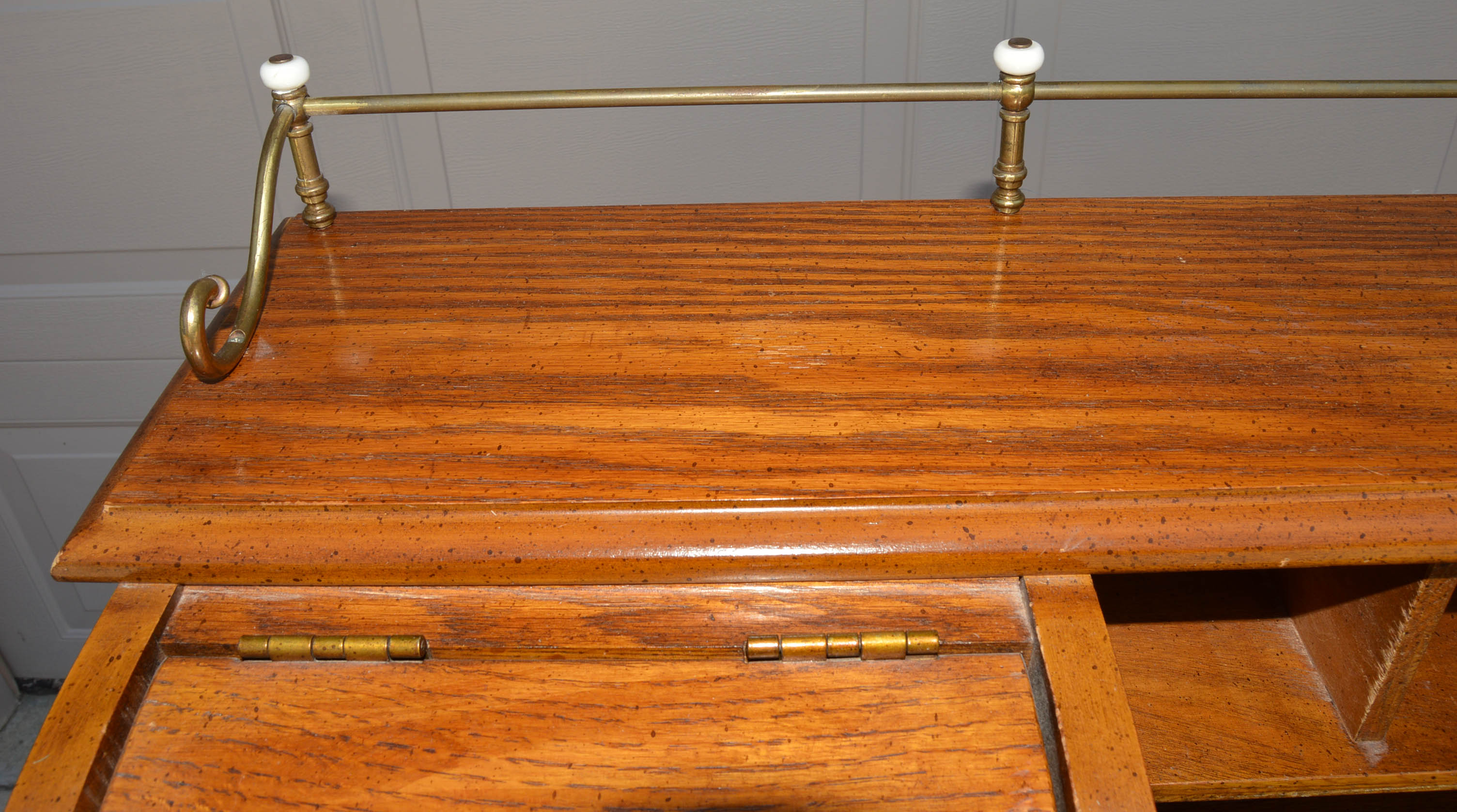 Vintage Oak Roll-Top Student Desk