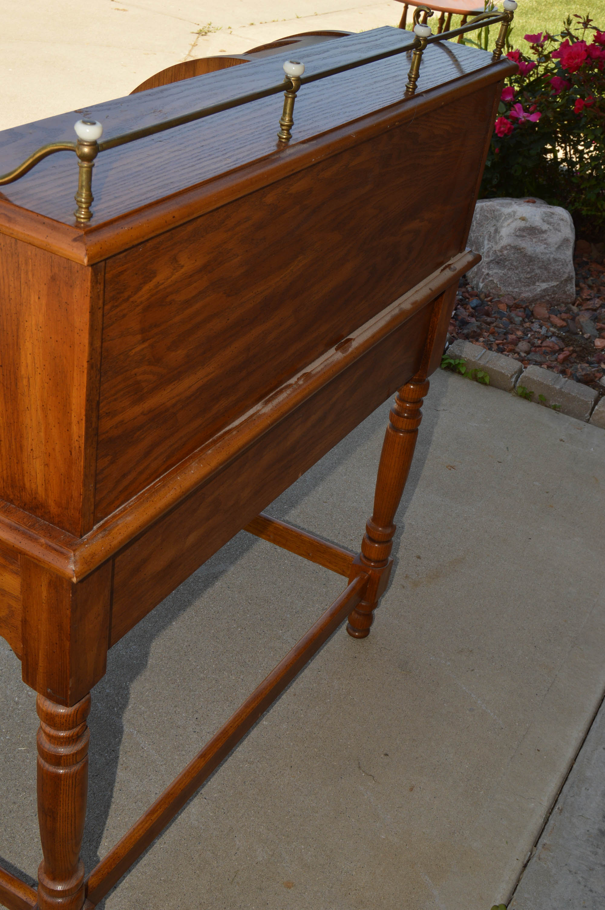 Vintage Oak Roll-Top Student Desk