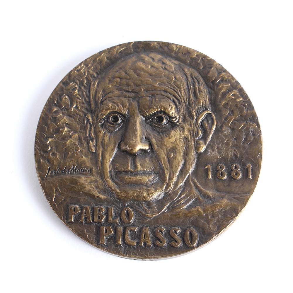 Limited Edition Brass Pablo Picasso Medallion by Jose de Moura