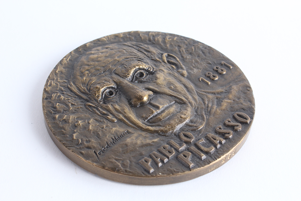 Limited Edition Brass Pablo Picasso Medallion by Jose de Moura