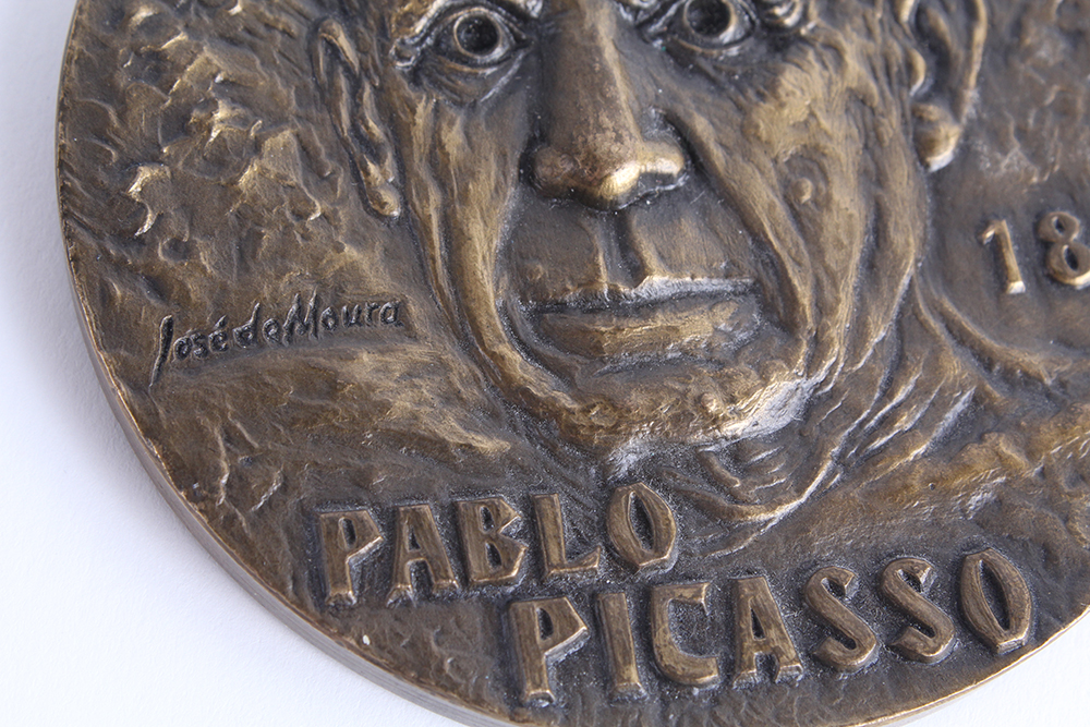 Limited Edition Brass Pablo Picasso Medallion by Jose de Moura