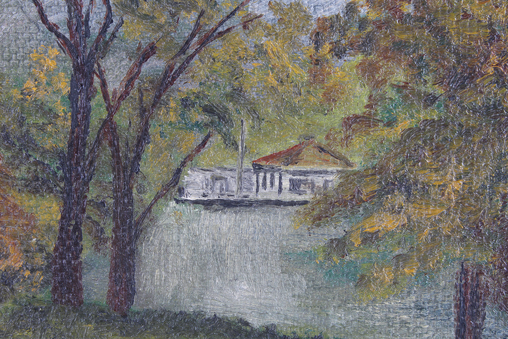 Landscape Painting of Burnet Woods Lake in Cincinnati, Ohio