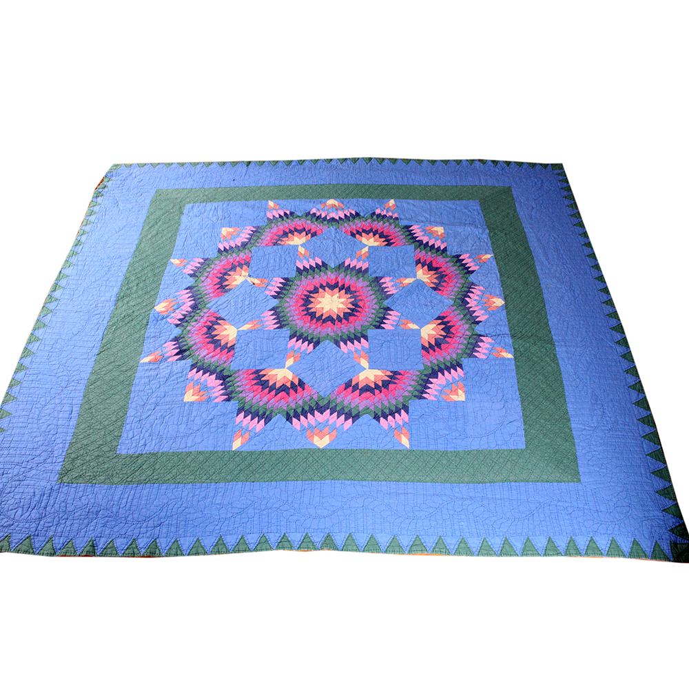 Hand Sewn Quilt with Starflower Patterning