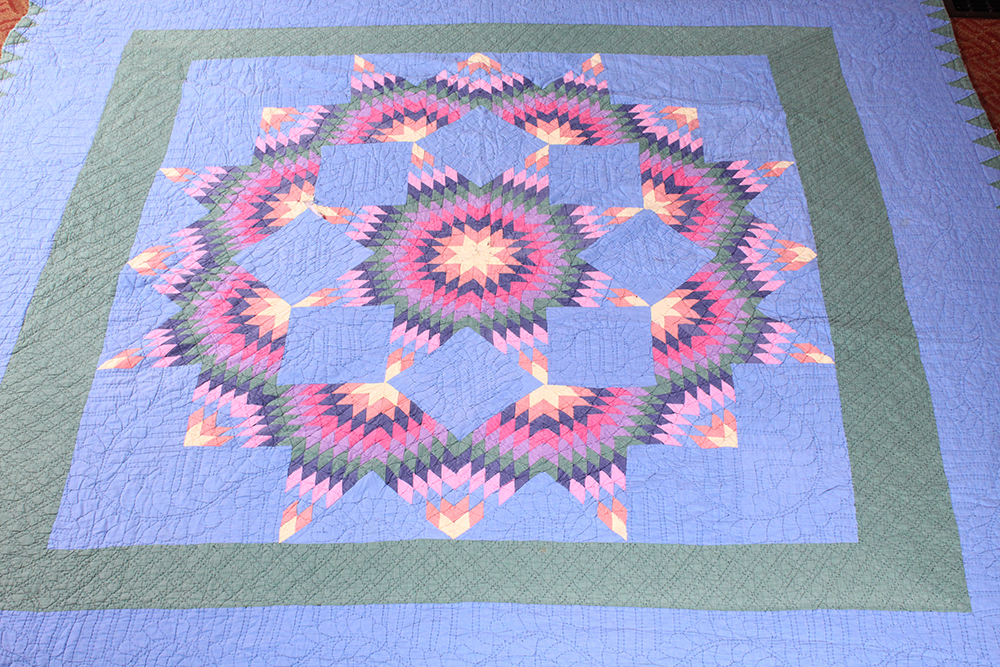 Hand Sewn Quilt with Starflower Patterning