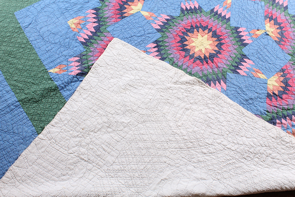 Hand Sewn Quilt with Starflower Patterning