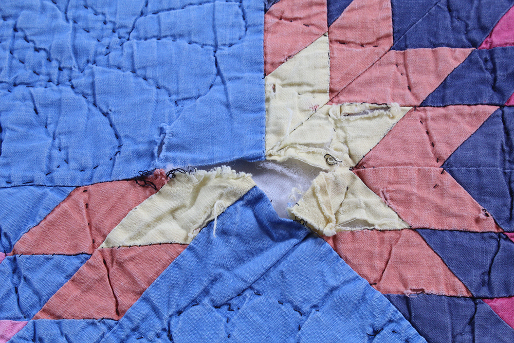 Hand Sewn Quilt with Starflower Patterning