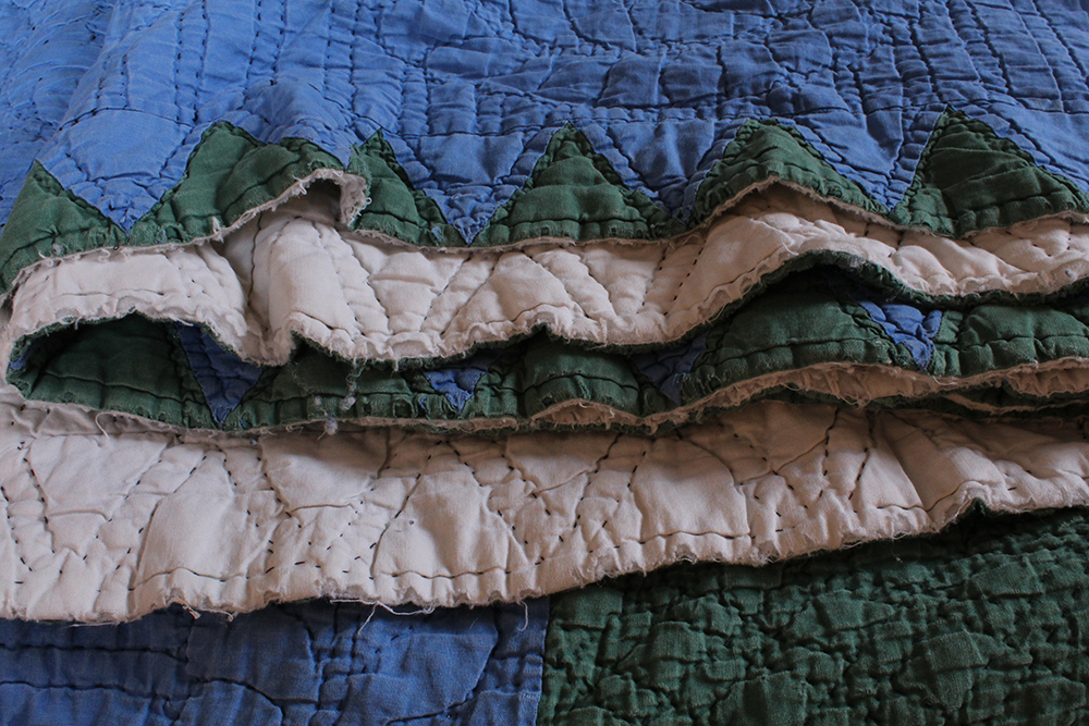 Hand Sewn Quilt with Starflower Patterning