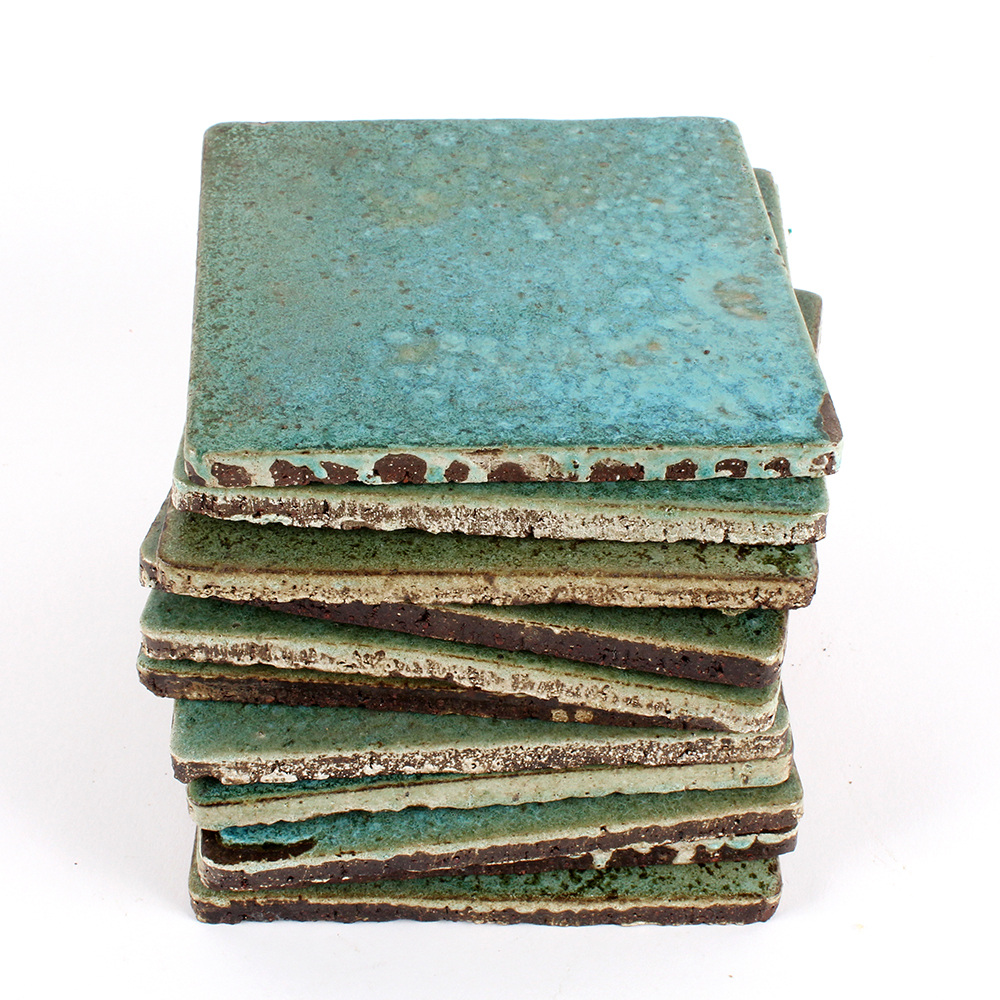 Glazed Blue-Green Speckled Ceramic Tiles