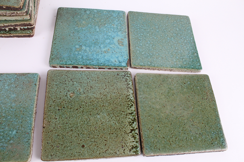 Glazed Blue-Green Speckled Ceramic Tiles