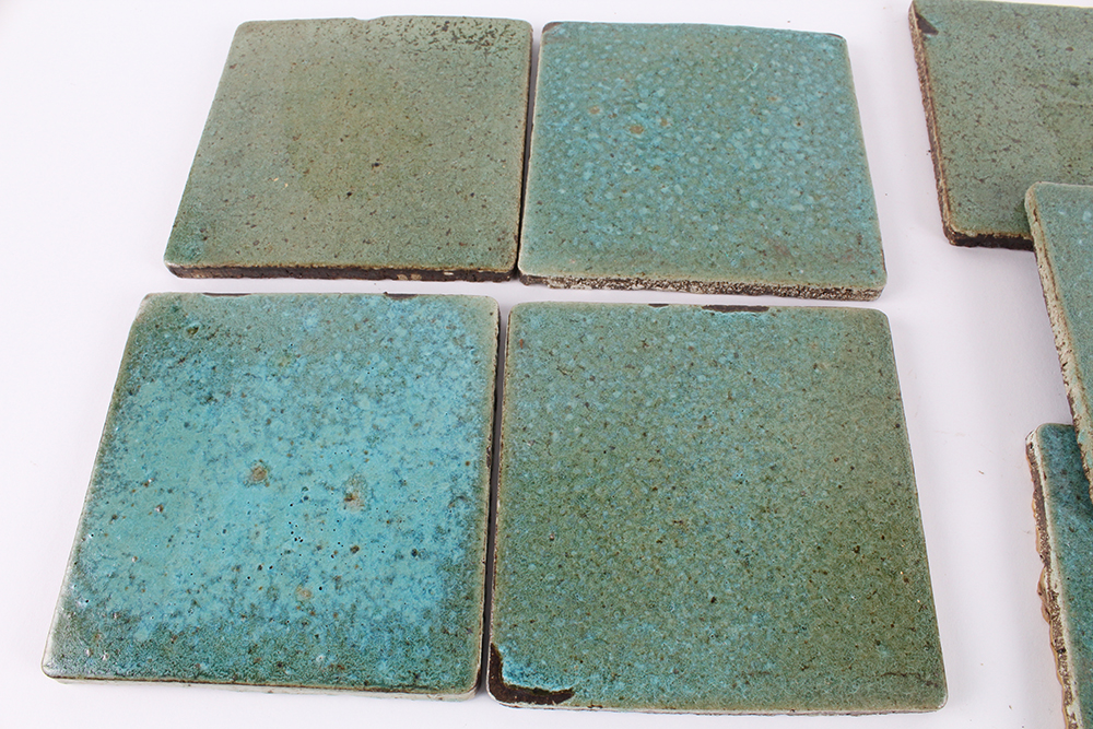 Glazed Blue-Green Speckled Ceramic Tiles