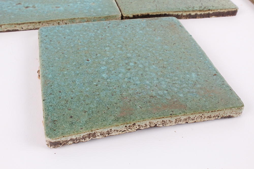 Glazed Blue-Green Speckled Ceramic Tiles