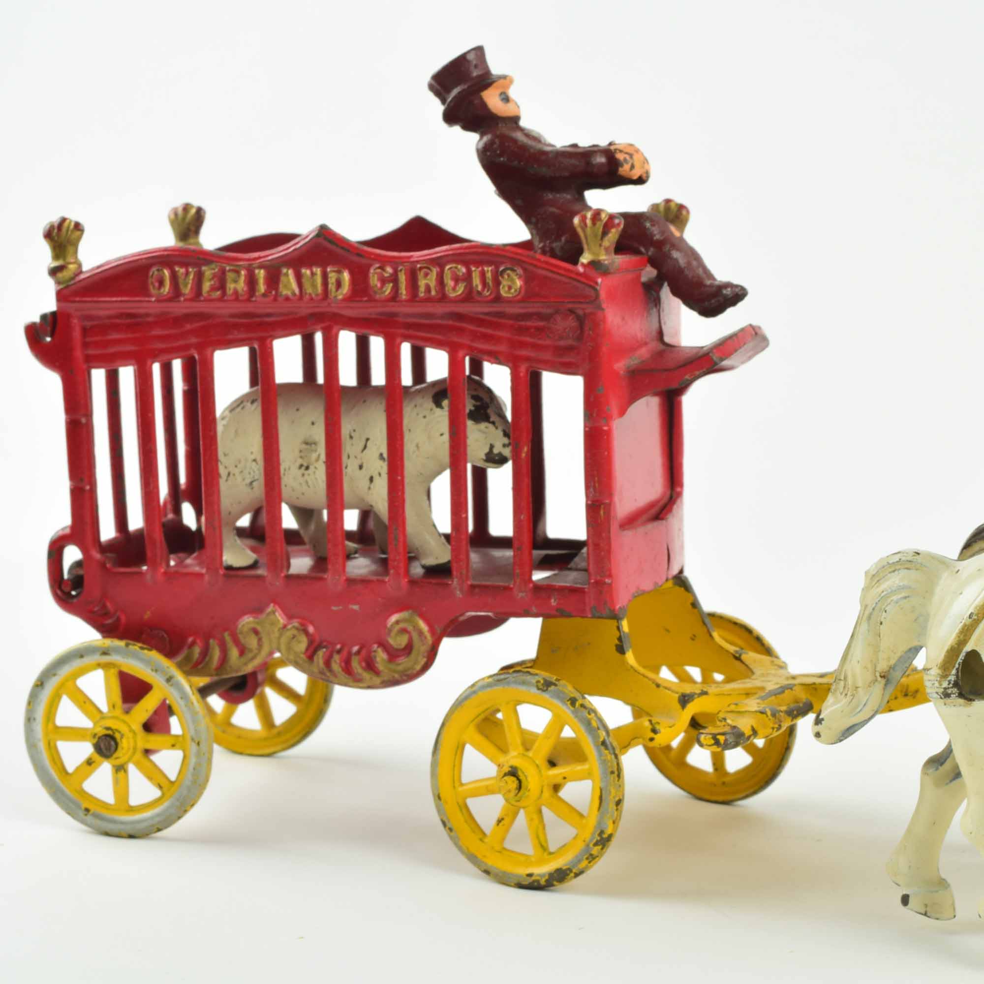 Kenton "Overland Circus" Cast Iron Toy Bear Wagon