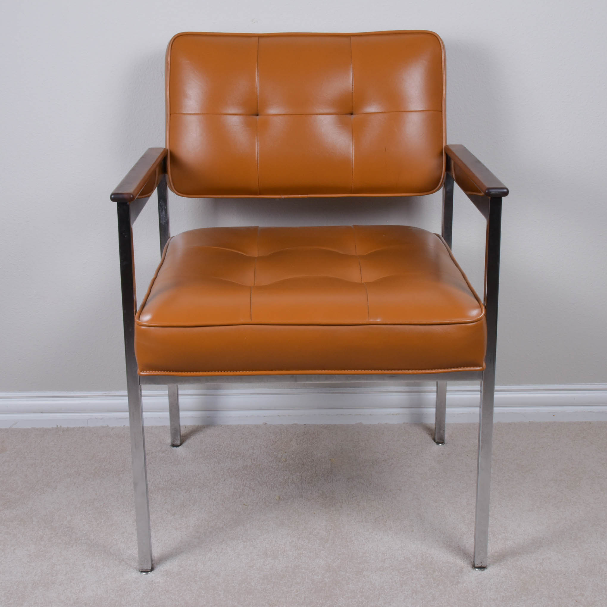 Vintage Shaw-Walker Upholstered Chrome Armchair