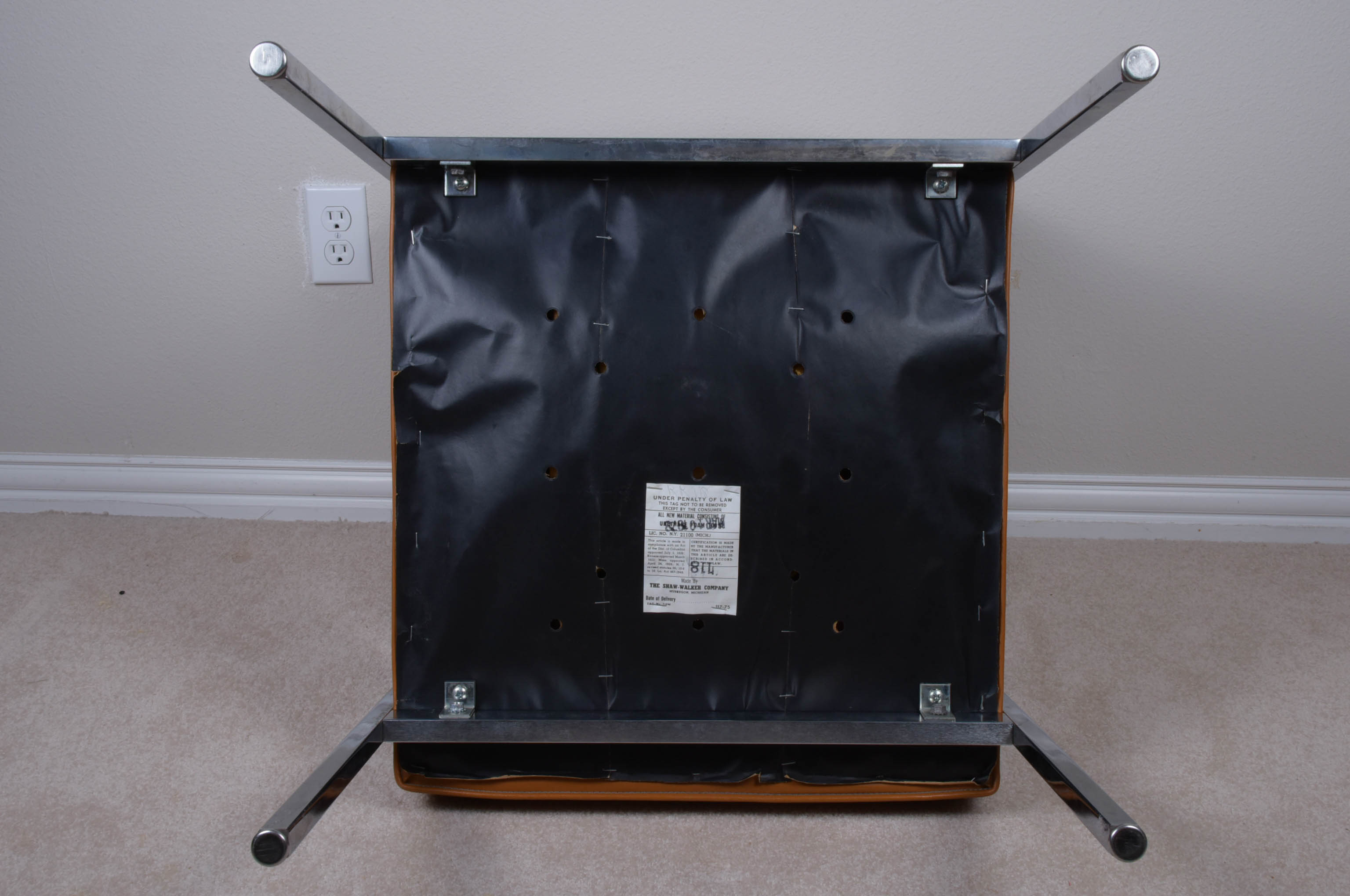 Vintage Shaw-Walker Upholstered Chrome Armchair