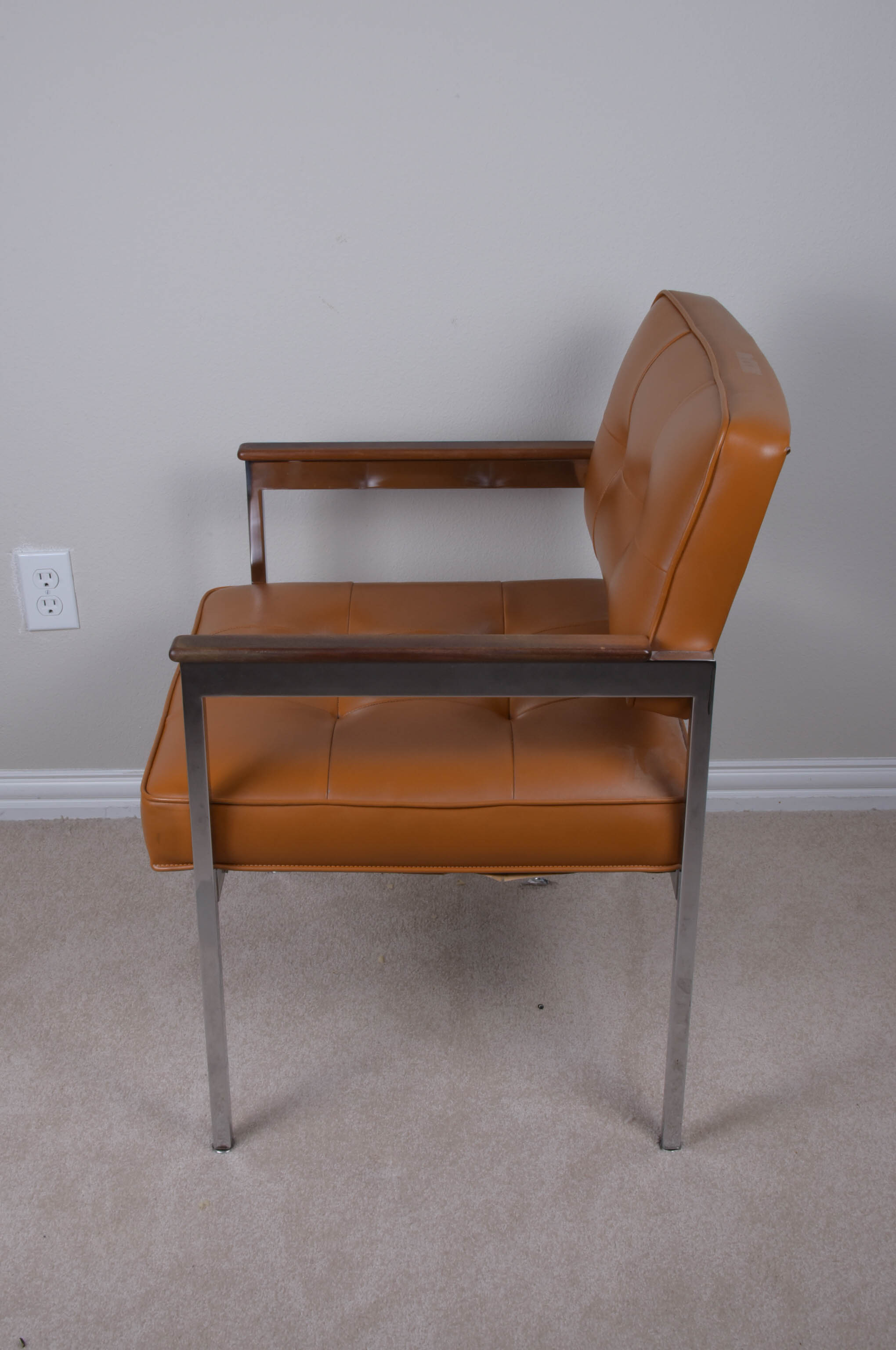 Vintage Shaw-Walker Upholstered Chrome Armchair