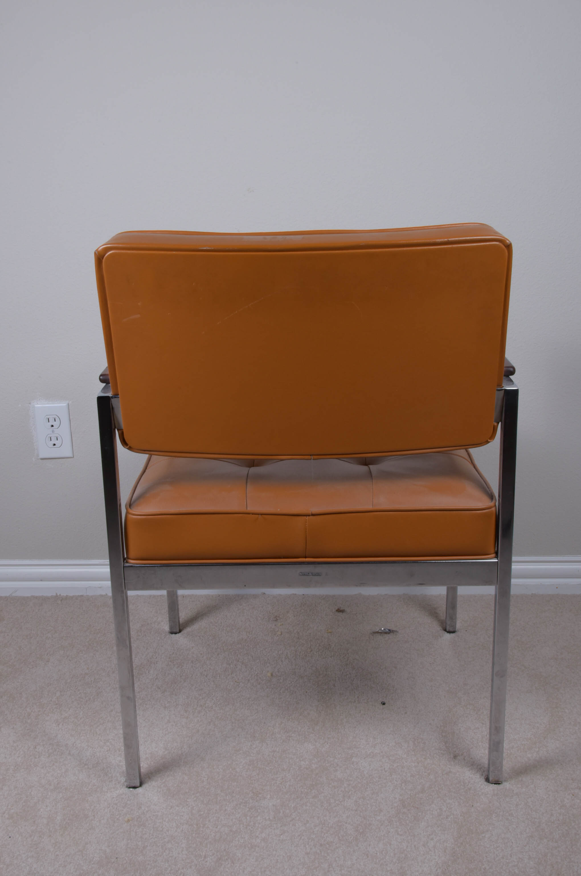 Vintage Shaw-Walker Upholstered Chrome Armchair