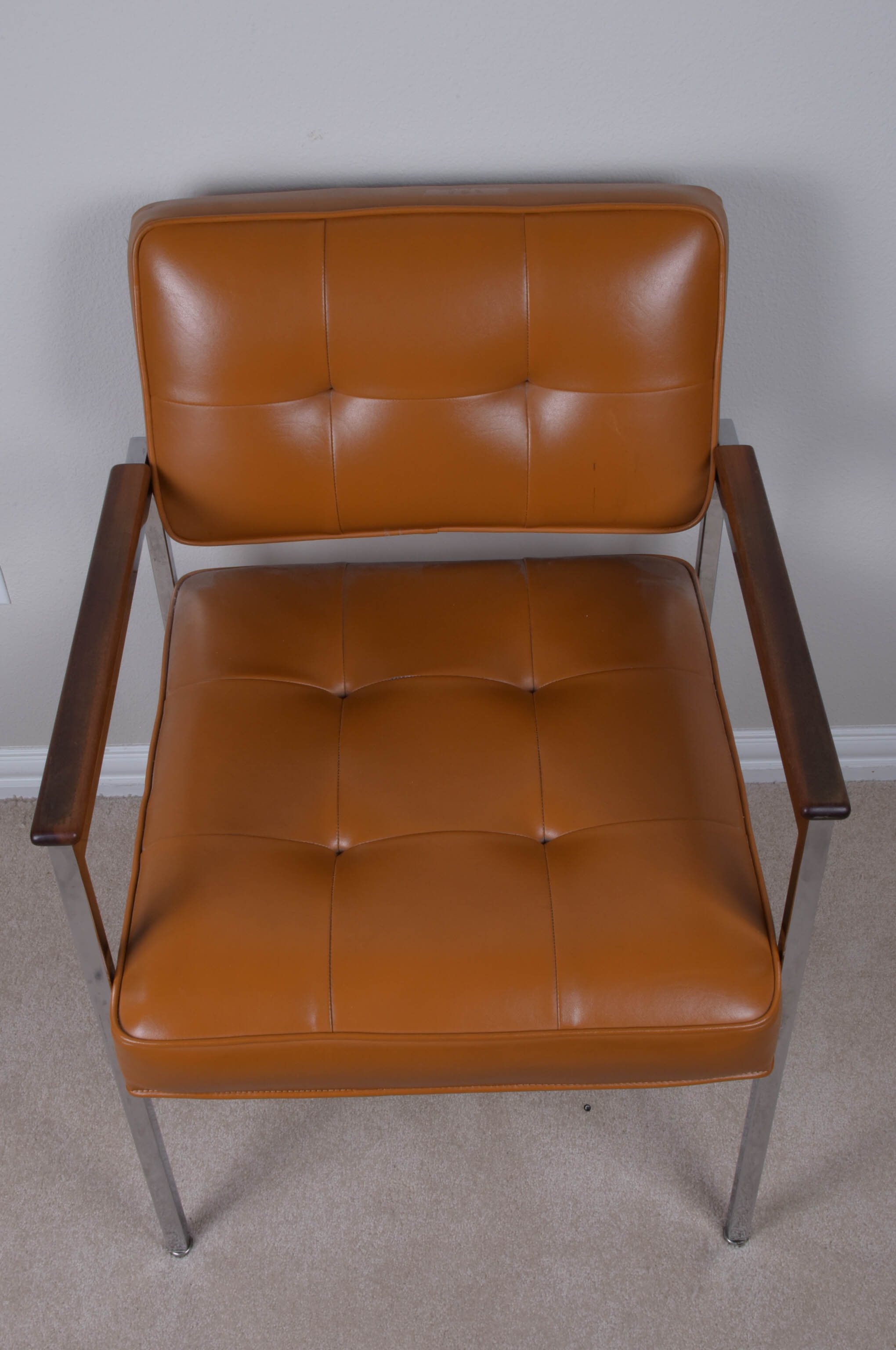 Vintage Shaw-Walker Upholstered Chrome Armchair