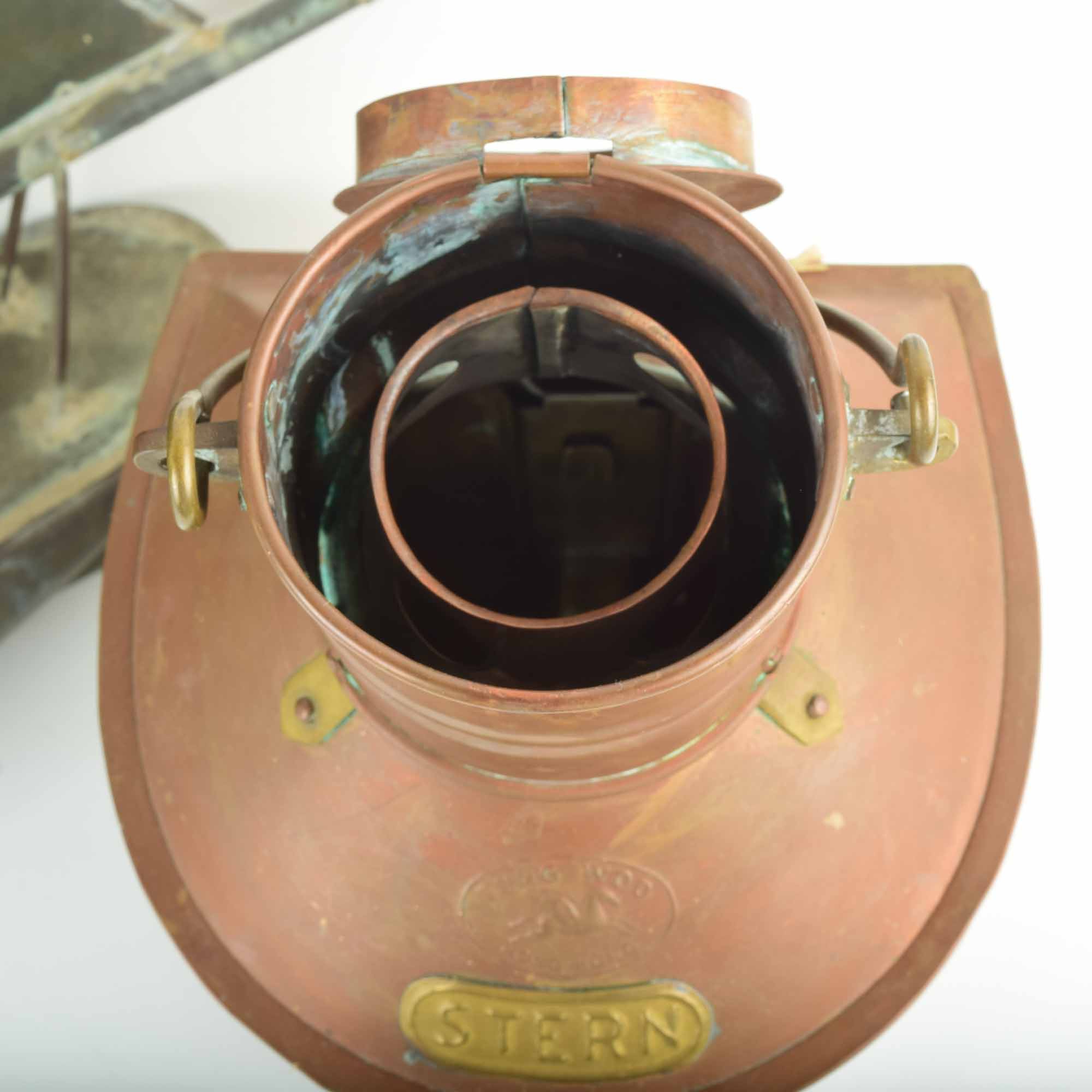 Copper Sailing Yacht Weather Vane and Stern Lantern