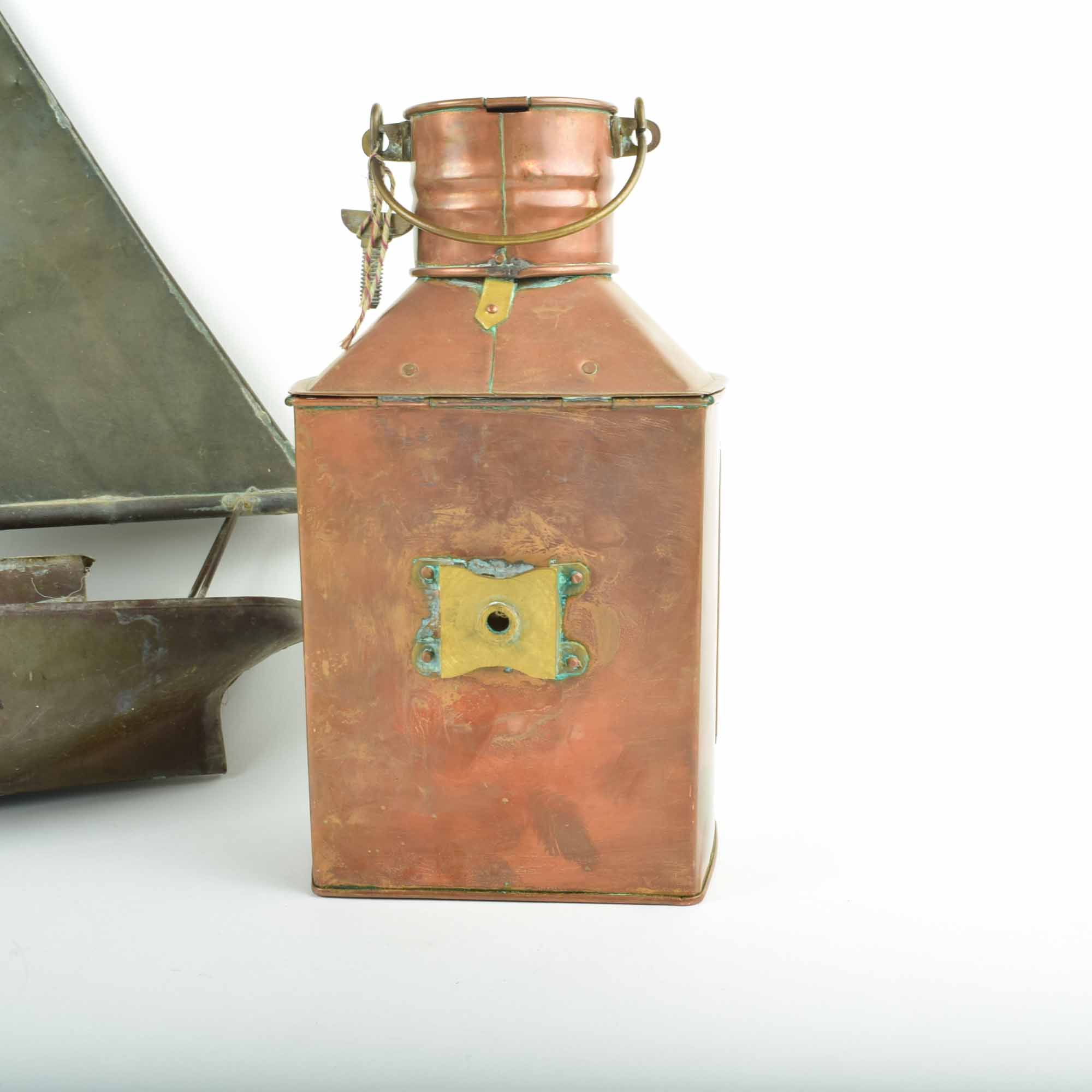 Copper Sailing Yacht Weather Vane and Stern Lantern