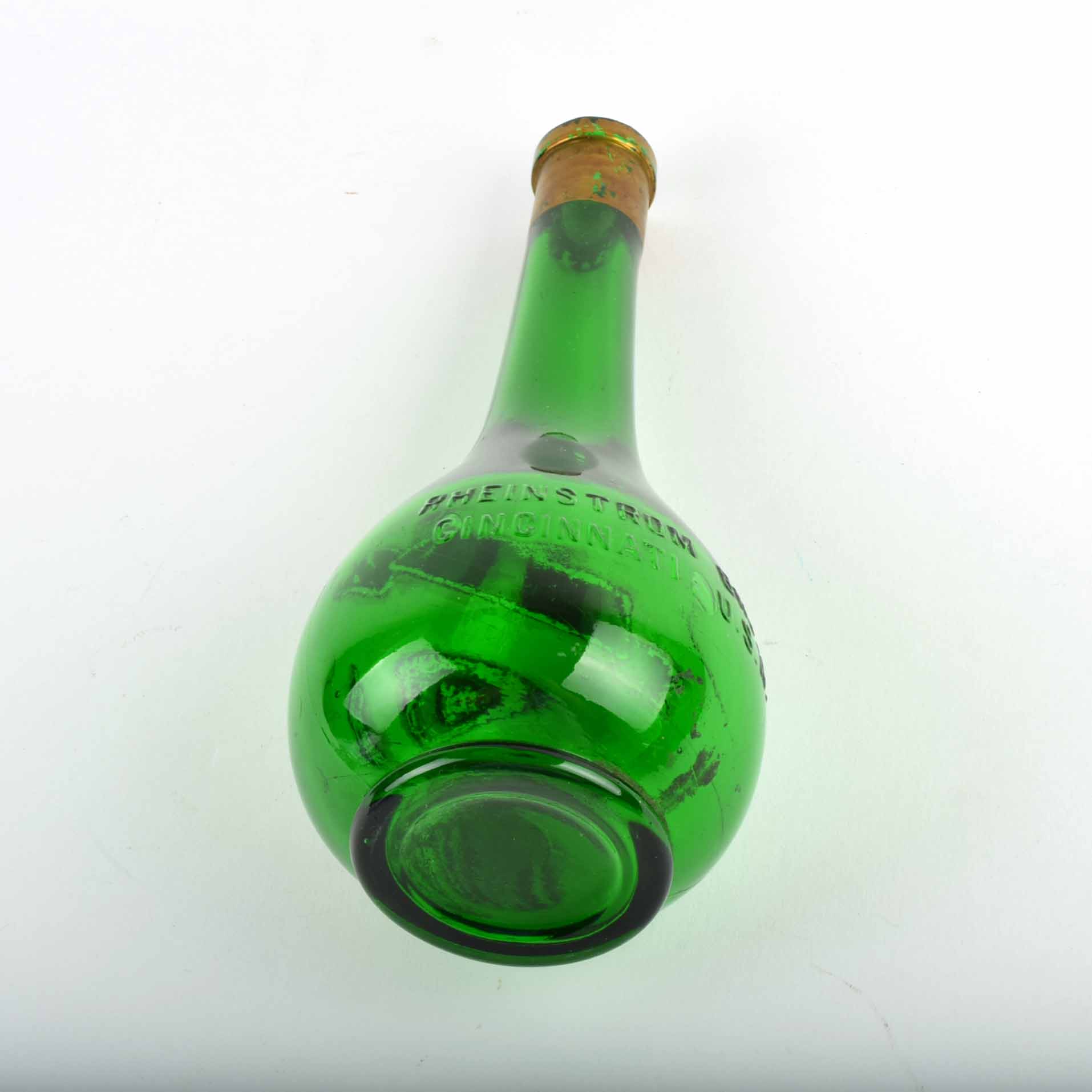Antique Rheinstrom Bros. Eagle Figural Green Liqueur Bottle